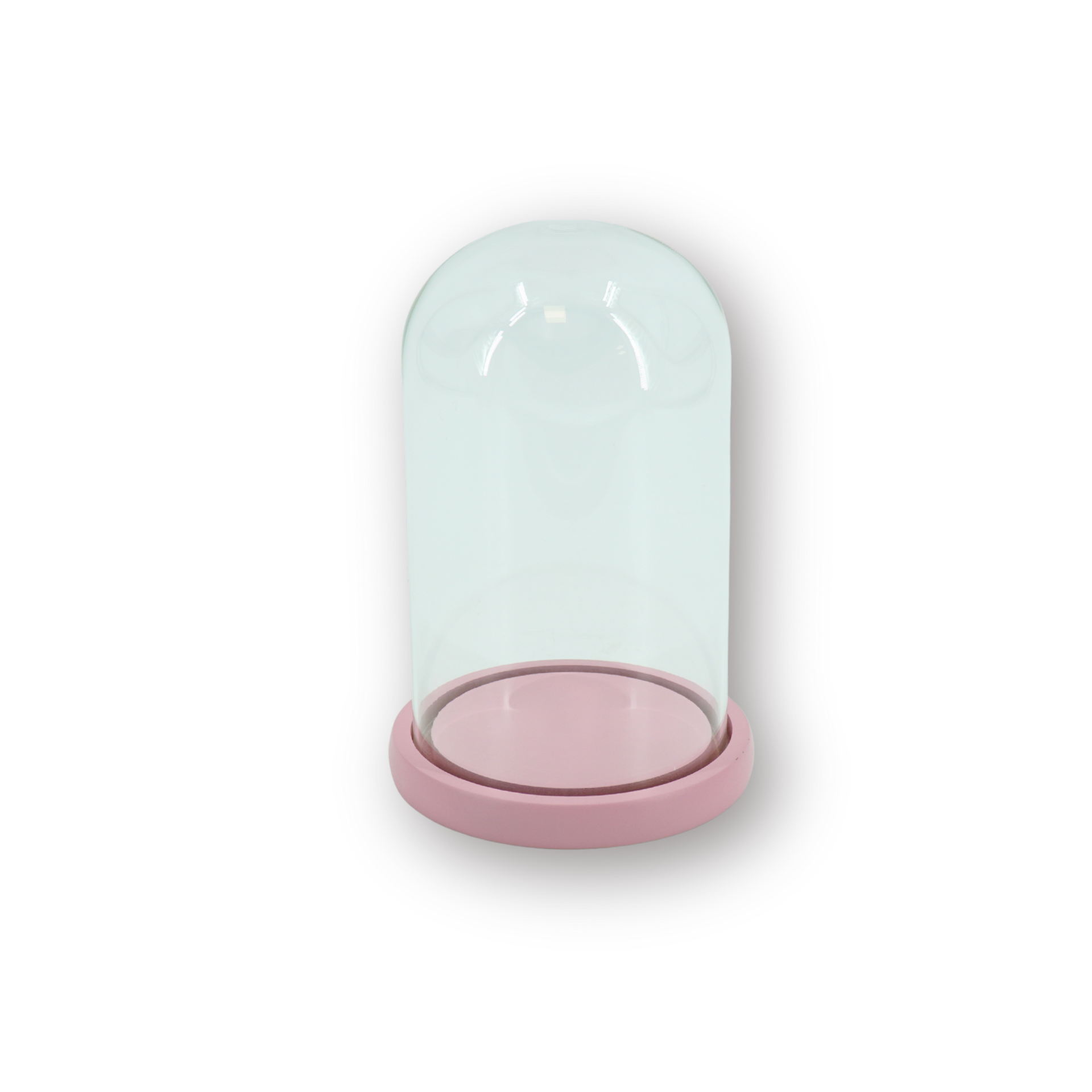 Bell Jar - Glass/Wood - Light Pink - 14x14x22cm