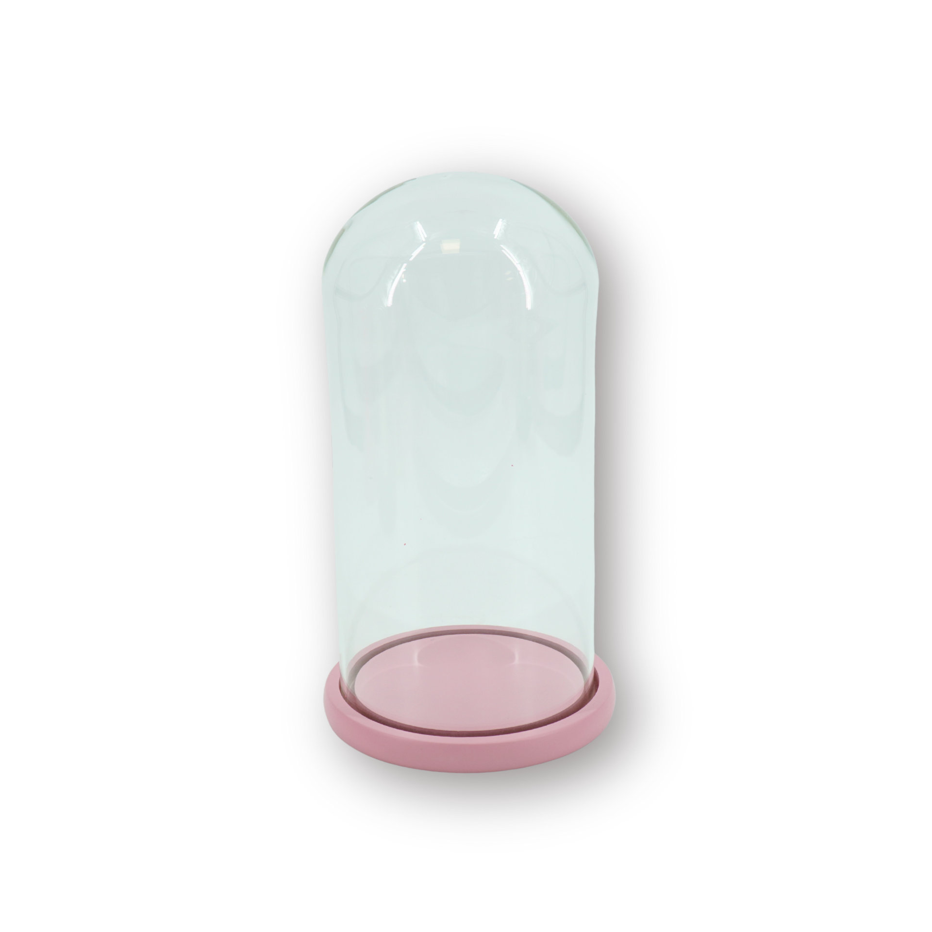 Bell Jar - Glass/Wood - Light Pink - 17x17x32cm