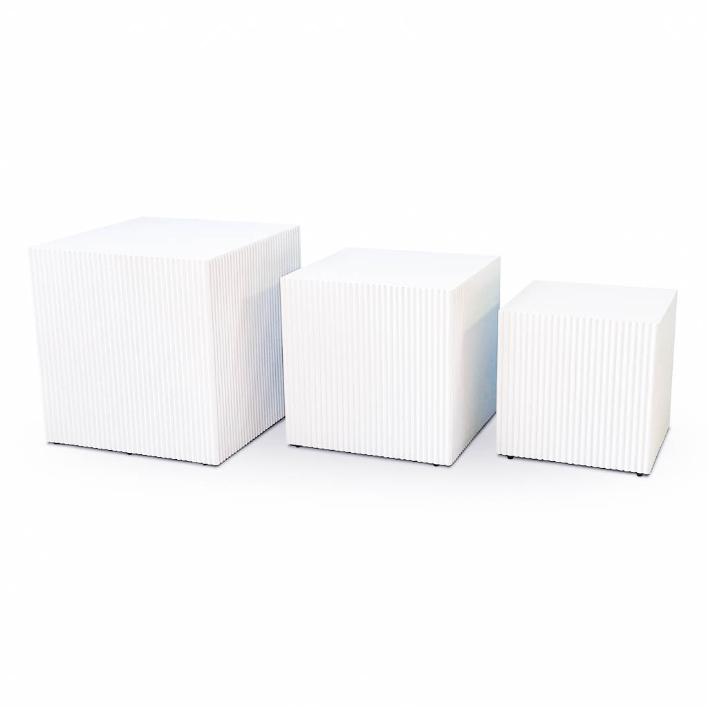 Side Table / Pillar - Square - White - MDF - S3 - 28|34|40cm
