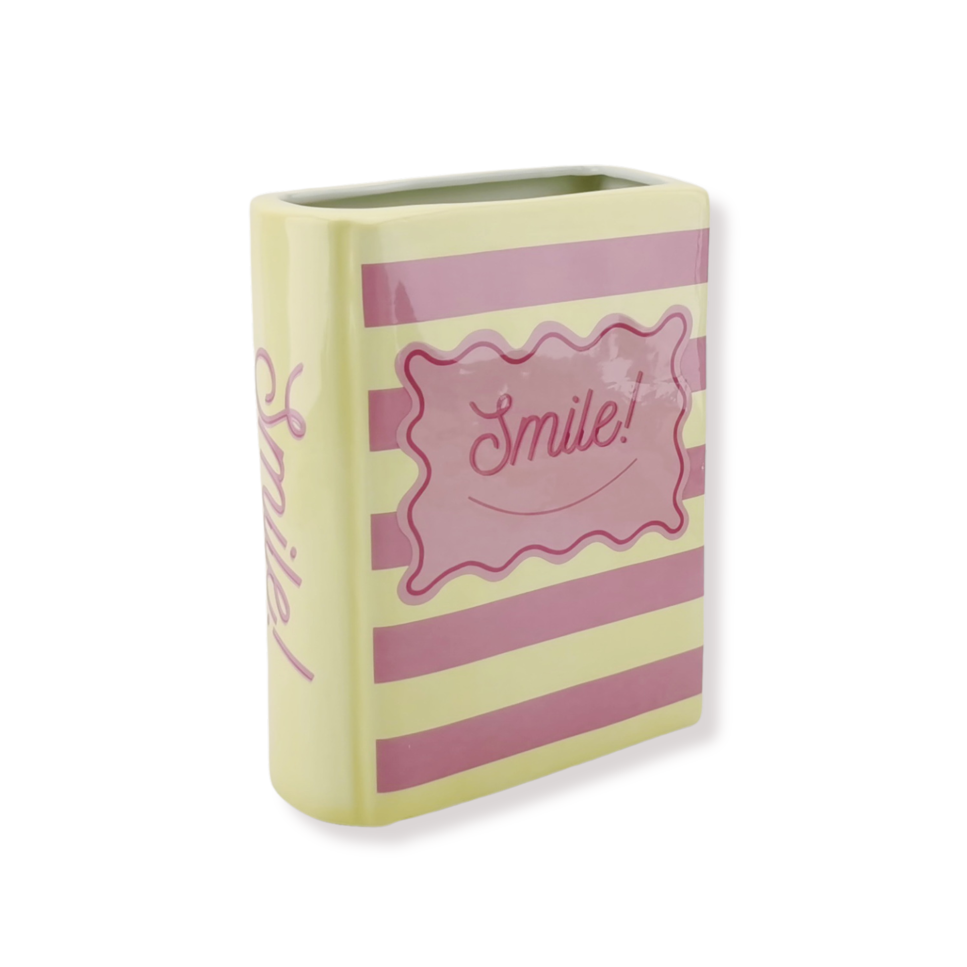 Flower Vase - Book Vase - Yellow/Pink - 16,5x7,5x21,5cm