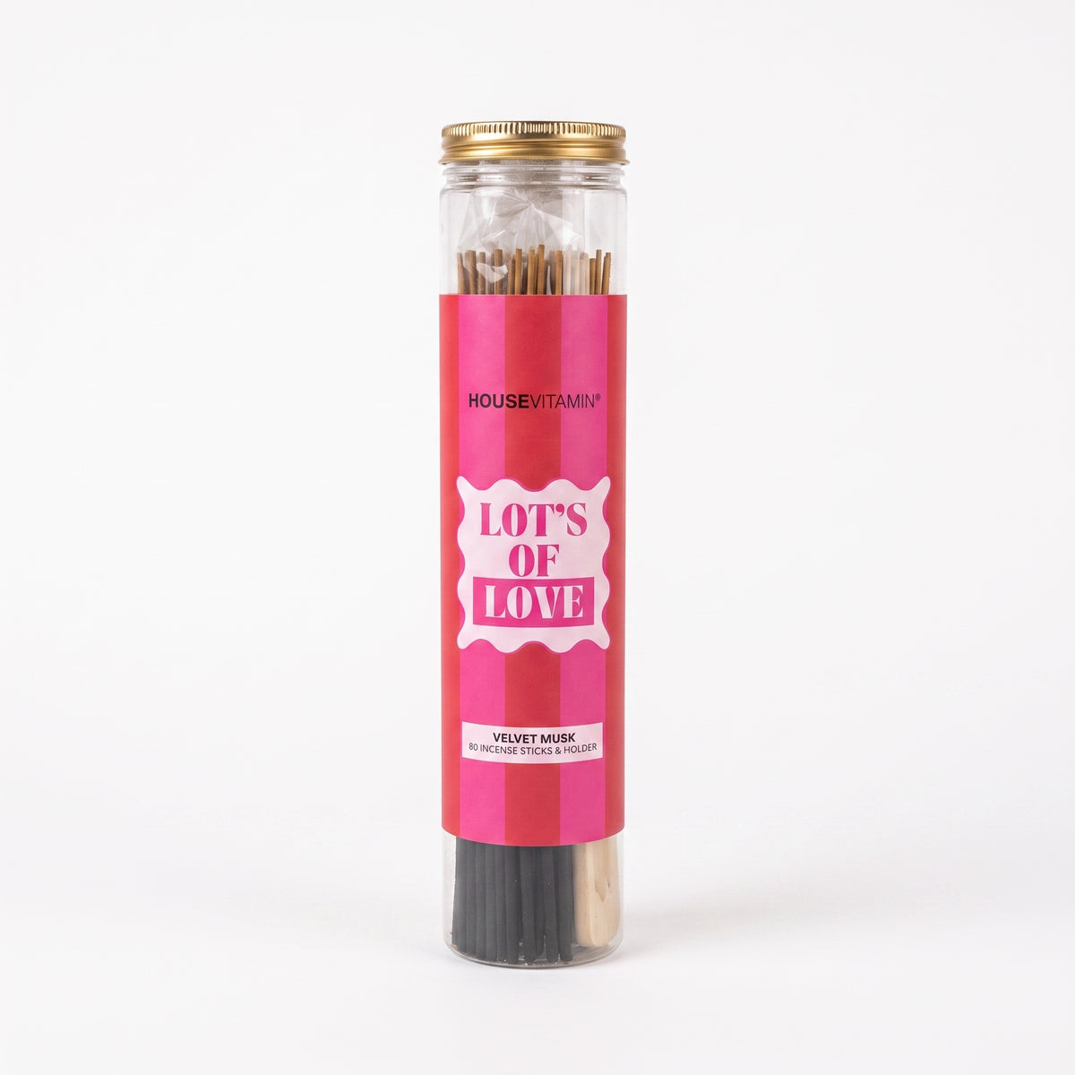 Incense Stick - with Ash Catcher - 'Lot's of Love' - Velvet Musk - Red/ Pink - 80 sticks