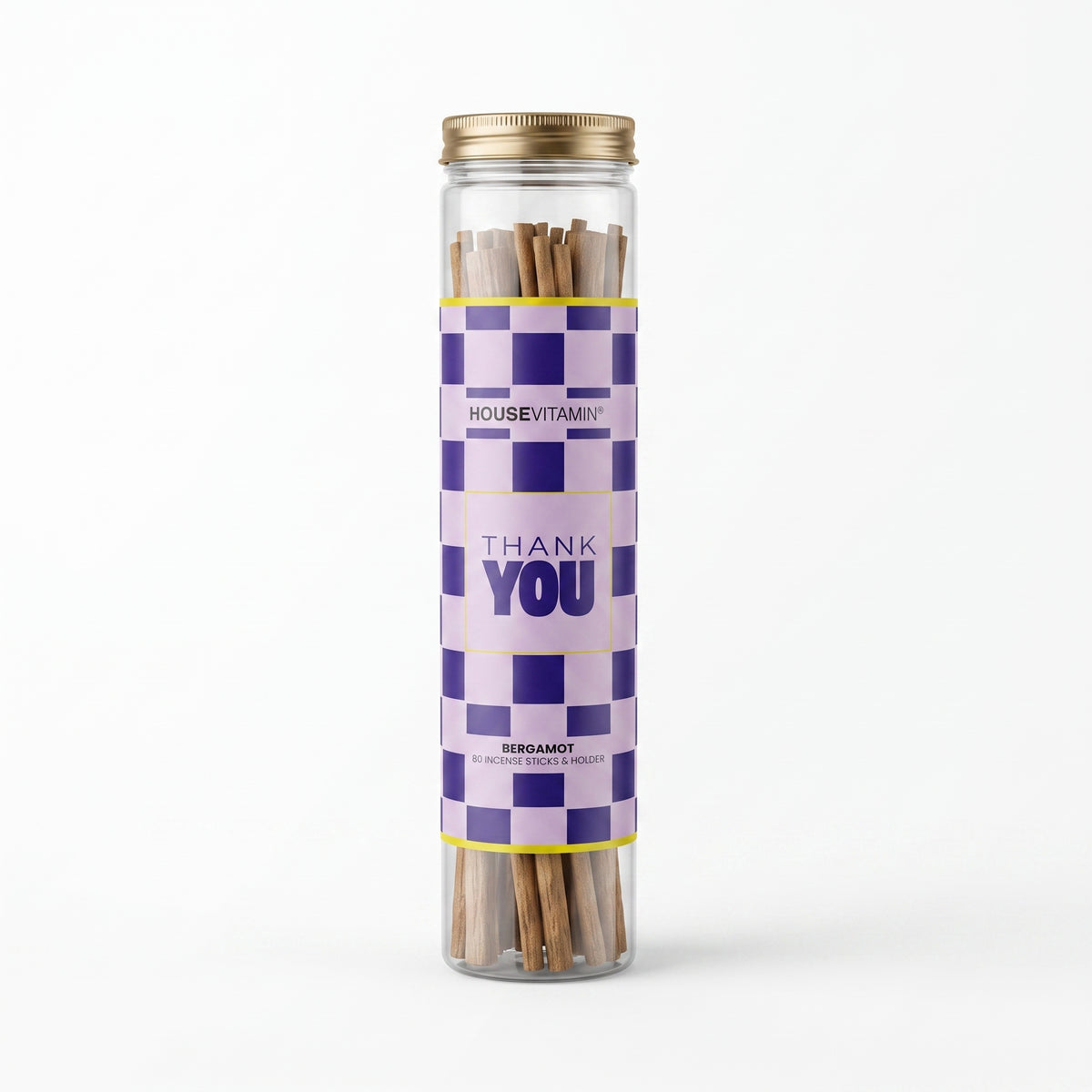 Incense Stick - with Ash Catcher - 'Thank You' - Bergamot - Blue/ Pink - 80 sticks