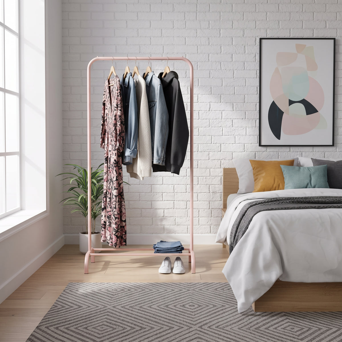 Clothrack - Metal - Light Pink - 80x40x150cm
