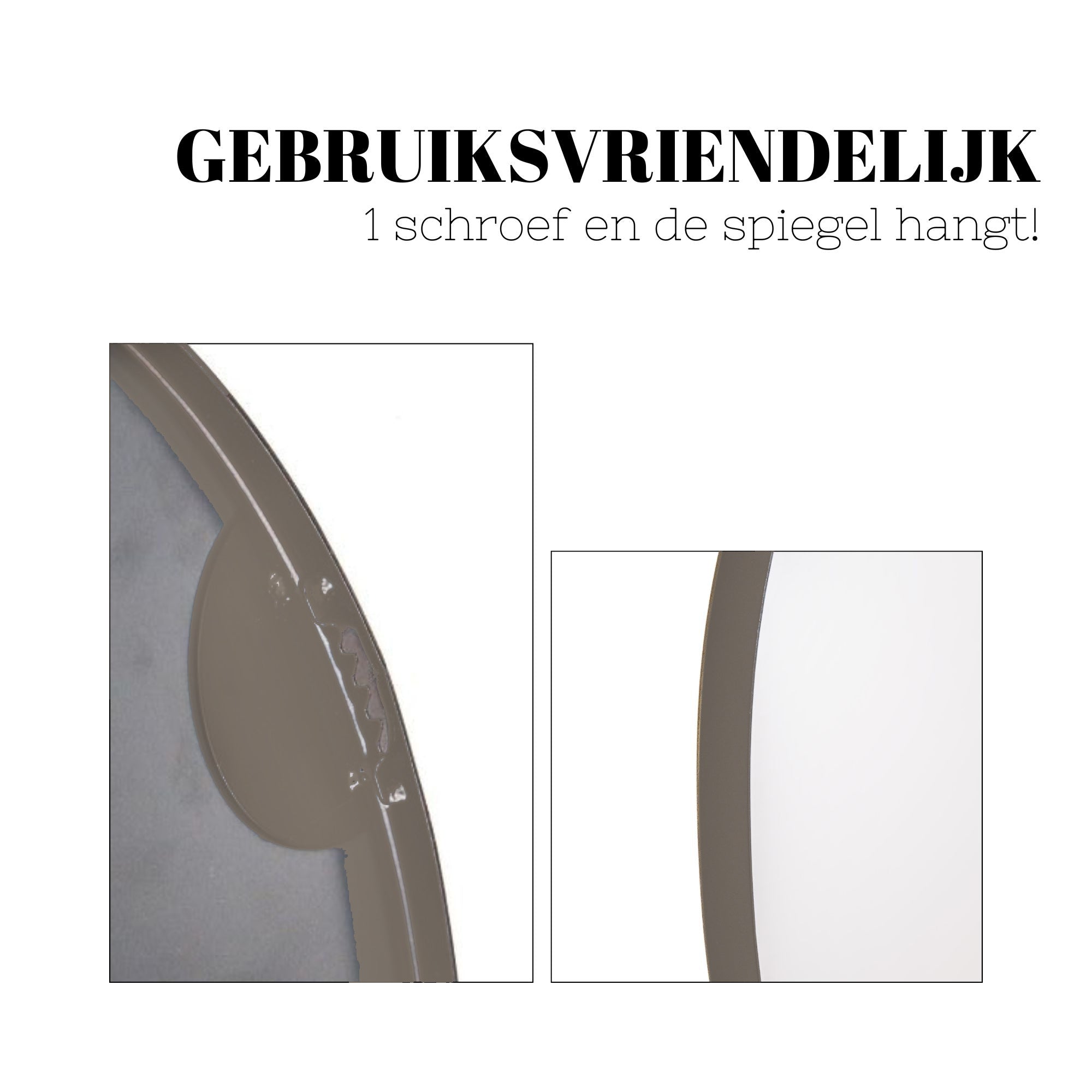 Mirror- Round Wall Mirror Ø80 cm – Taupe Metal Frame