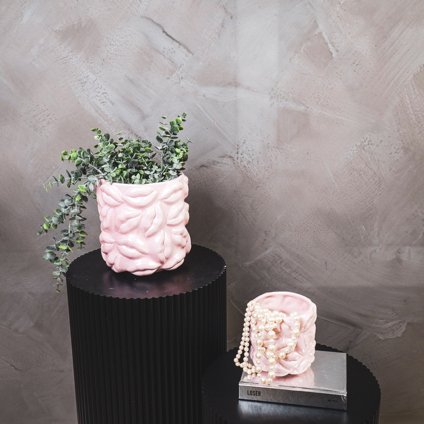 Pot - Kisses - Ceramics - Light Pink - 17,5x17,5x17,5cm
