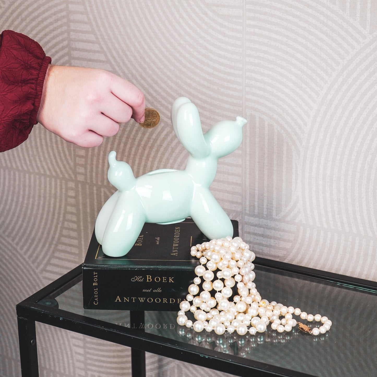 Ornament- Money Bank Balloon Dog- Mint green-17x7x17cm