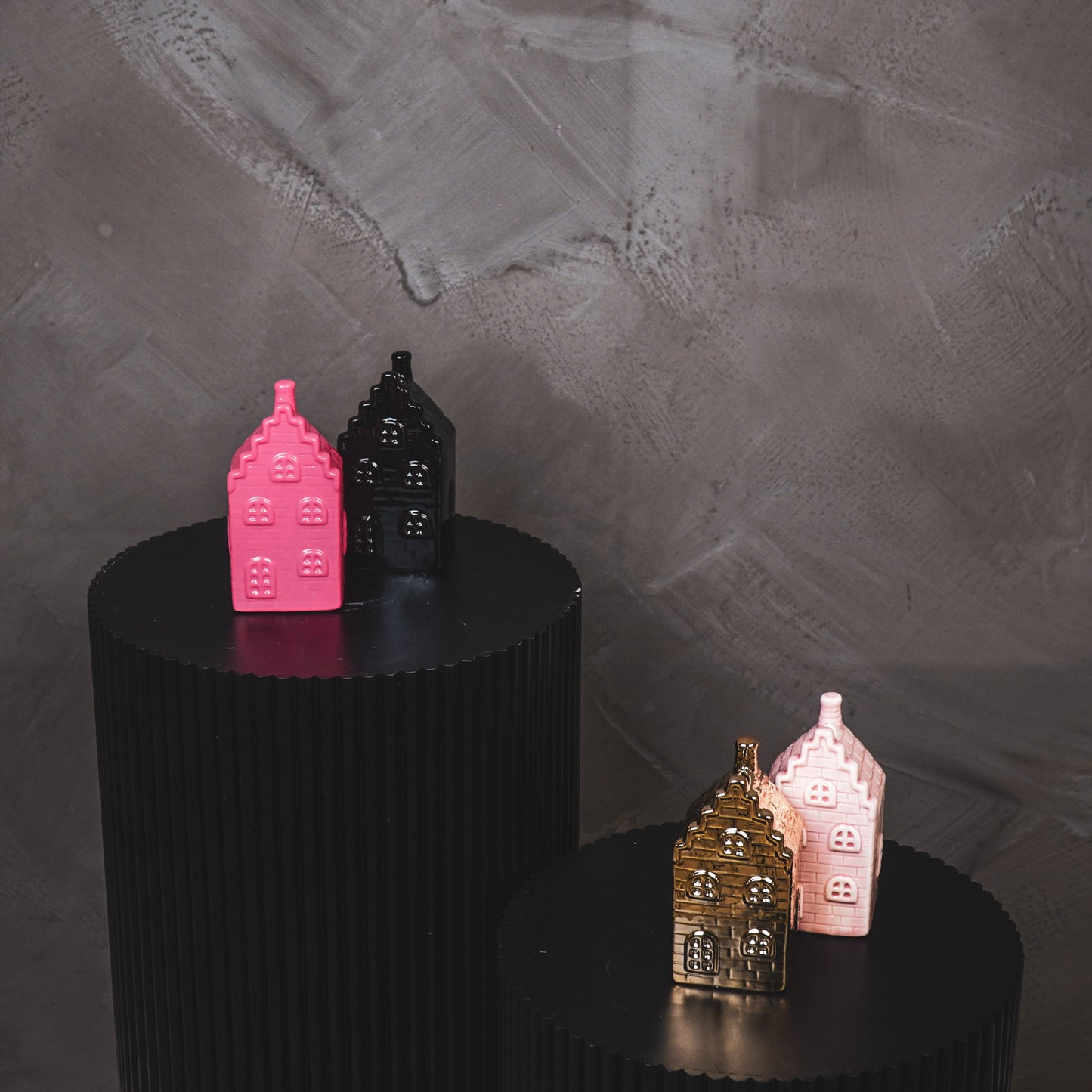 Ornament- Money Bank - House - Ceramics- Neon Pink -7x7x13cm