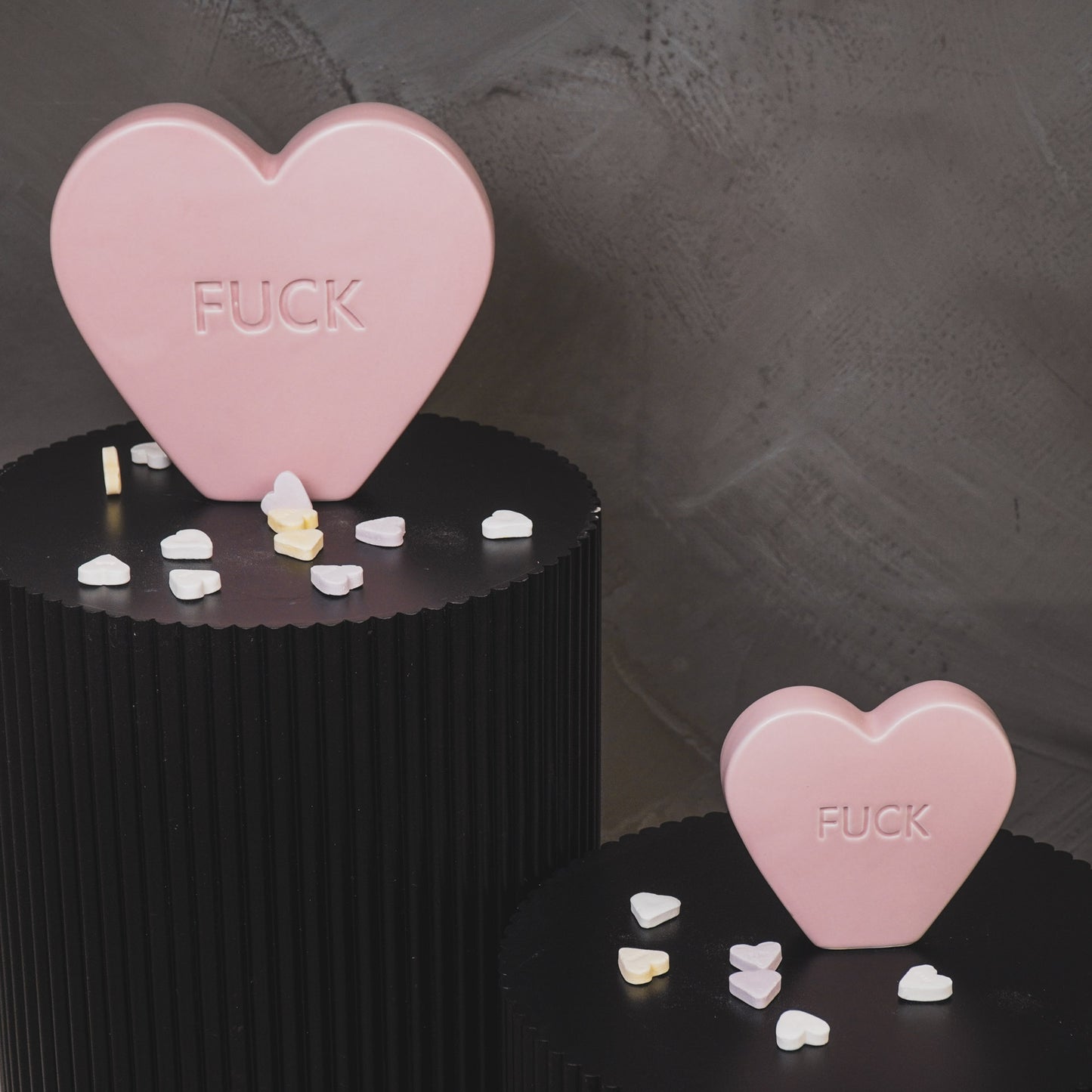 Ornament- Candy Heart 'FUCK'- Light Pink- 13x4x11,5cm