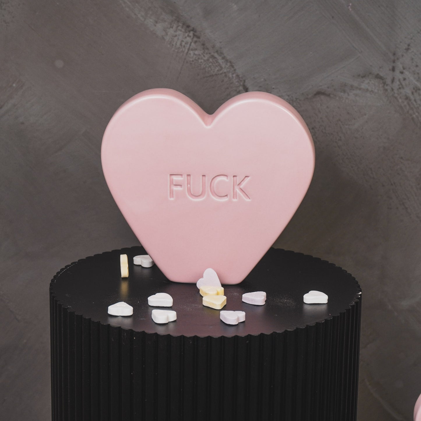 Ornament- Candy Heart 'FUCK'- Light Pink- 20x4x18,5cm