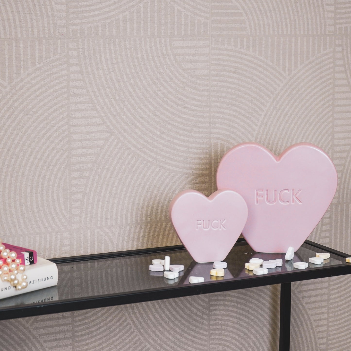 Ornament- Candy Heart 'FUCK'- Light Pink- 20x4x18,5cm