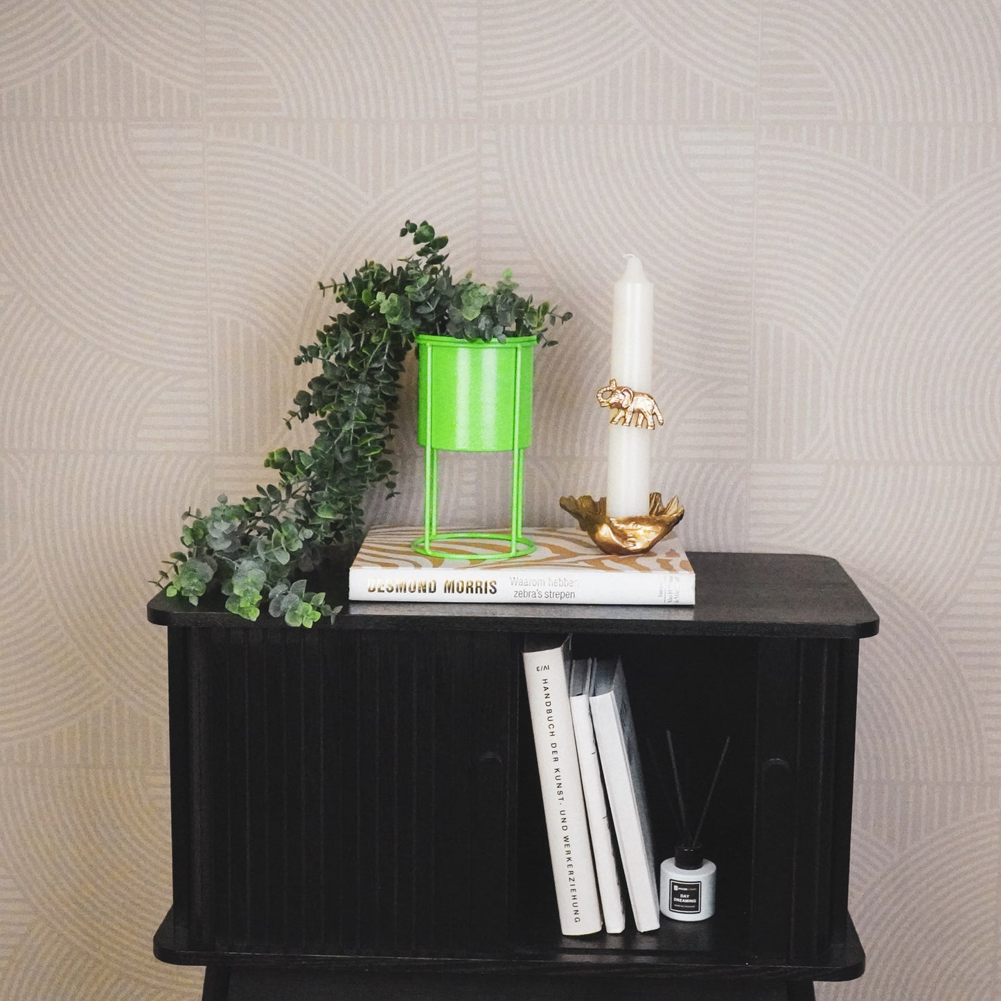 Plant Holder - Metal - Green - 11x11x19cm