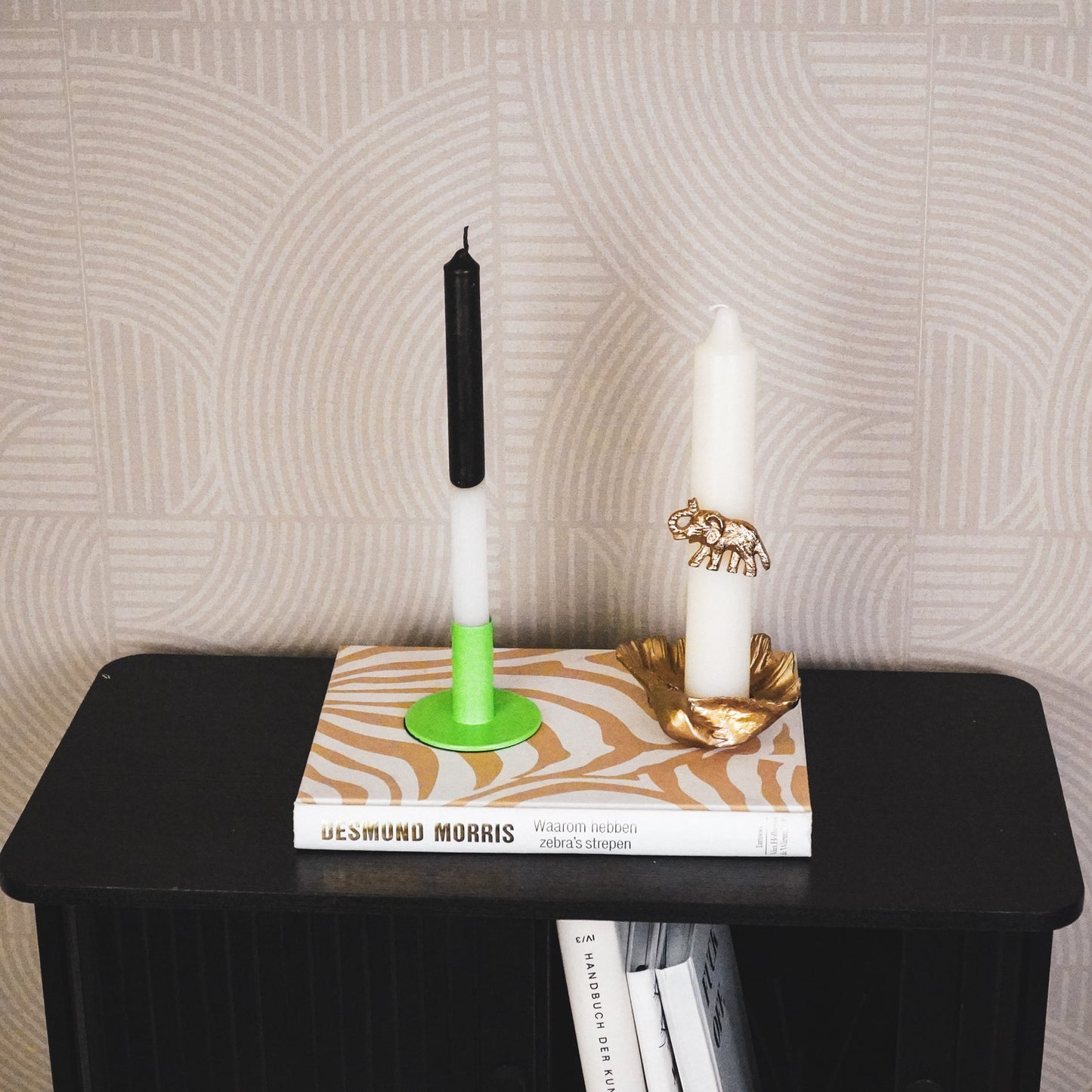 Candleholder - Basic - Metal - Green - 8x8x6,5cm