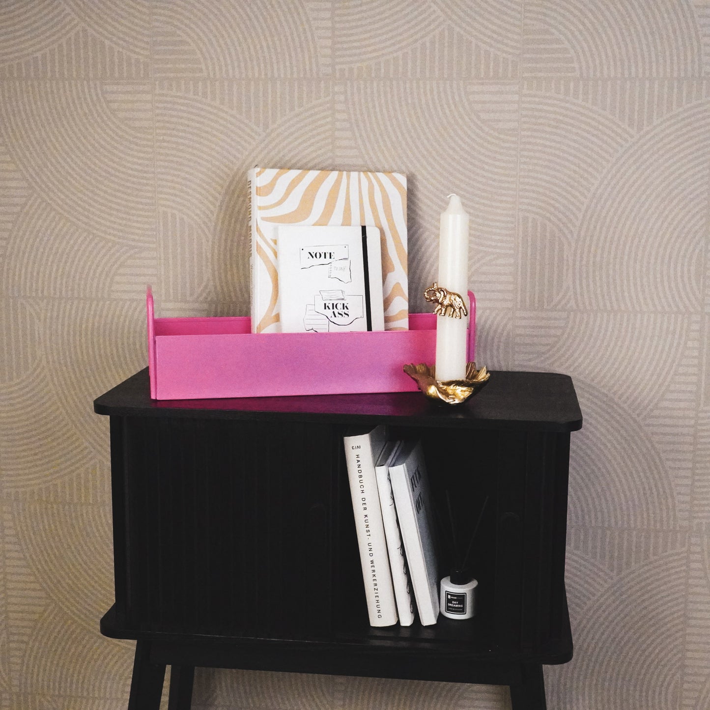 Tray - Metal - Pink - 41,5x15,5x13cm