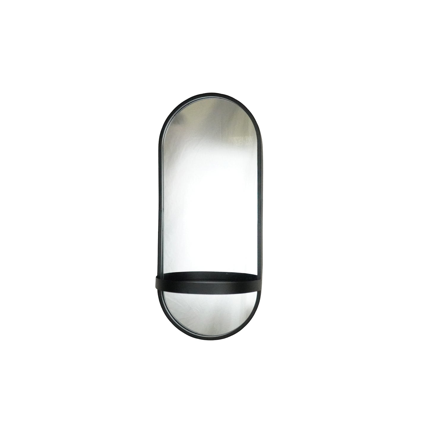 Mirror - Metal - Black - with shelf - 30x15x70cm