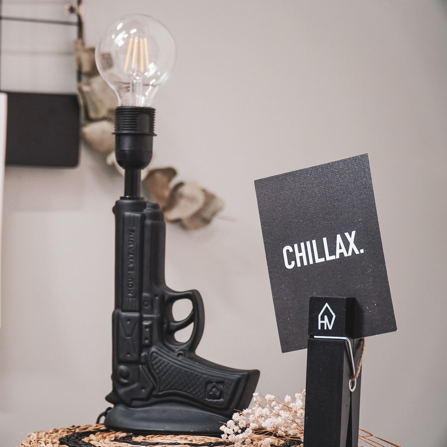 Table Lamp - Gun - Ceramic - Black - E27 -15x9x32cm