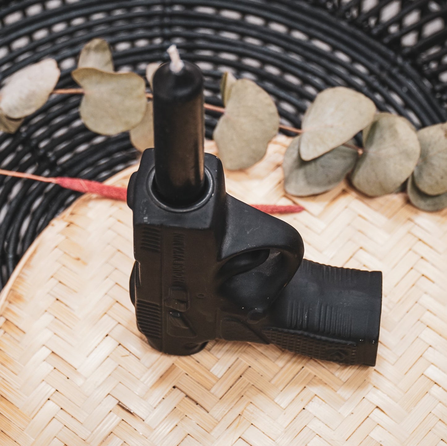 Candle holder - Gun - Ceramics- Black - 12x5x12cm