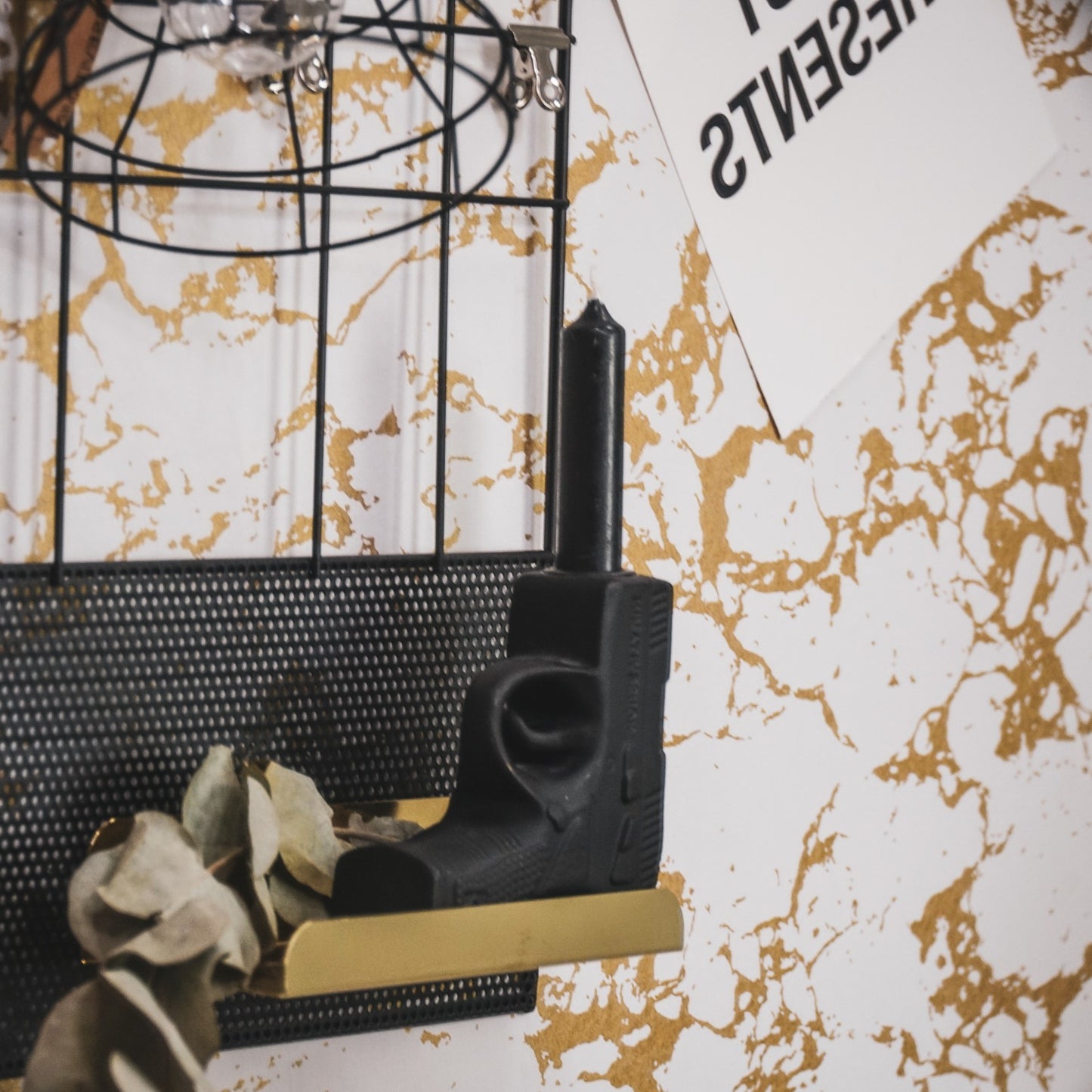 Candle holder - Gun - Ceramics- Black - 12x5x12cm