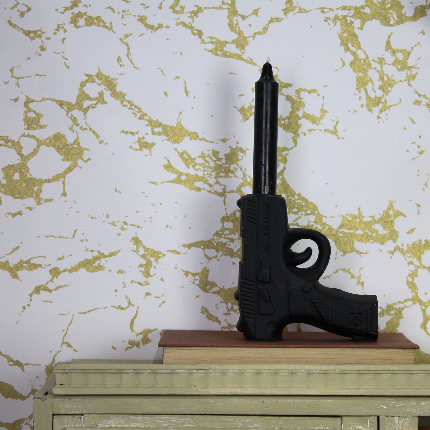 Candle holder - Gun - Ceramics- Black - 12x5x12cm