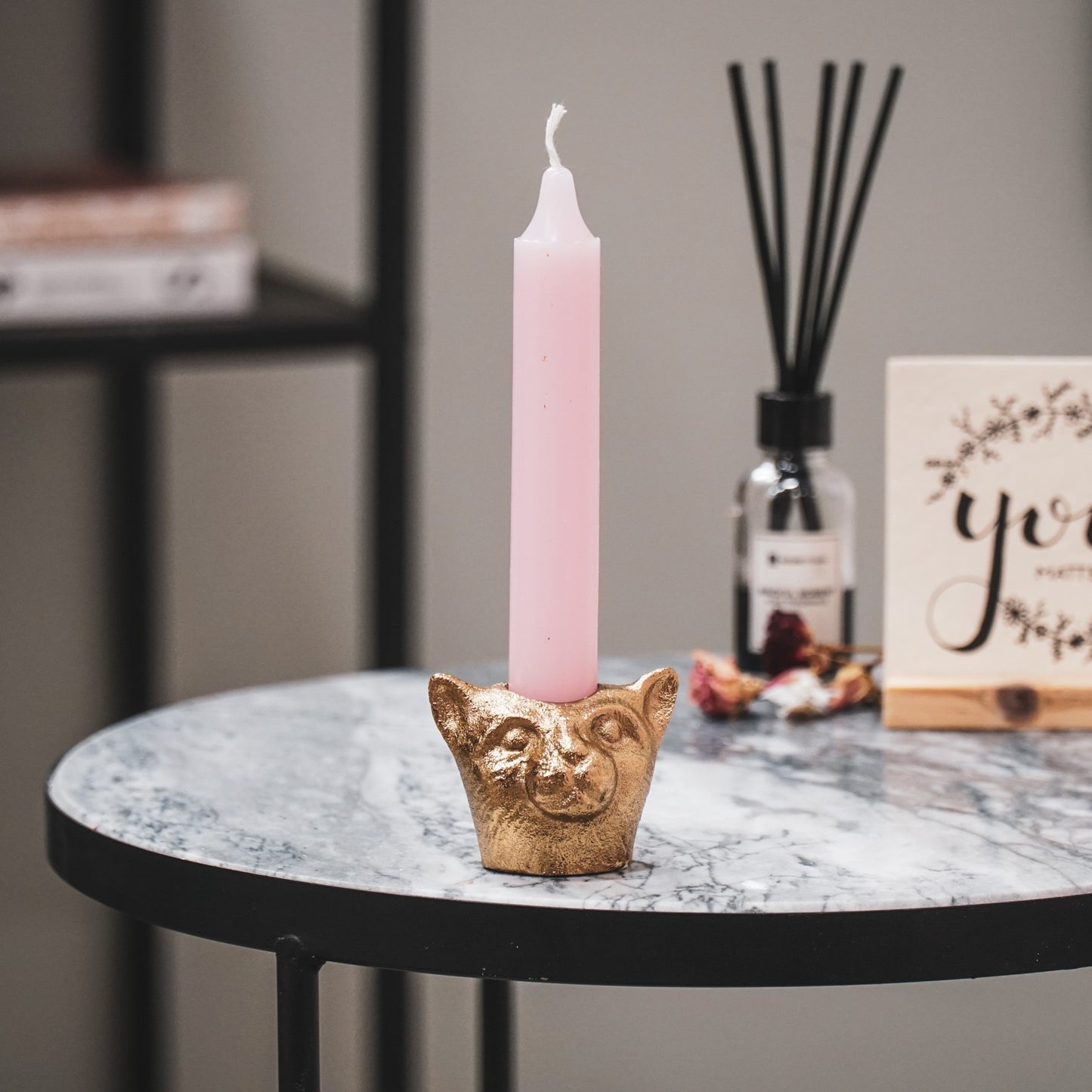 HV Cat Candleholder-Gold- 6x5x4,5cm