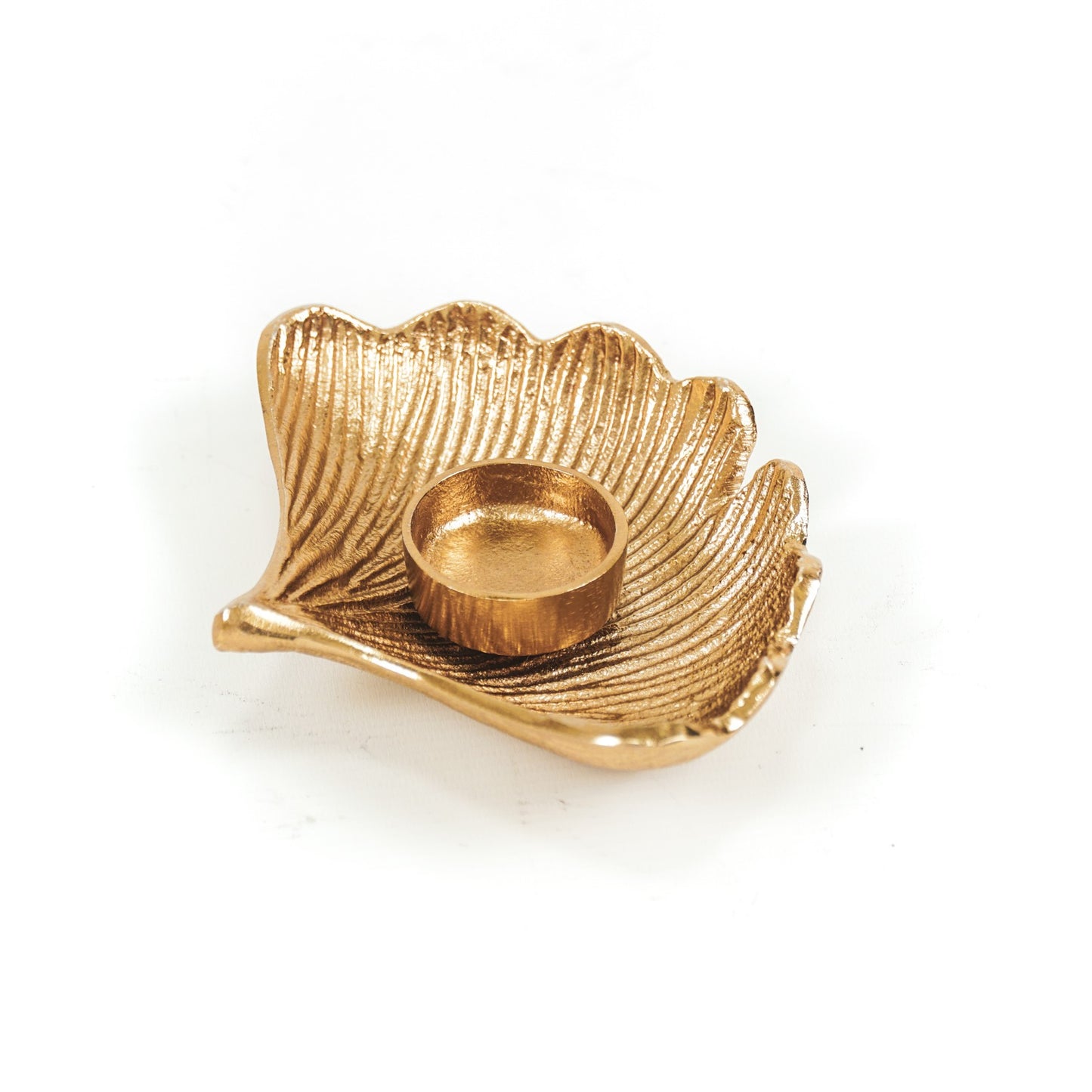 HV Candle holder Gingko- Gold- 10x8x4cm
