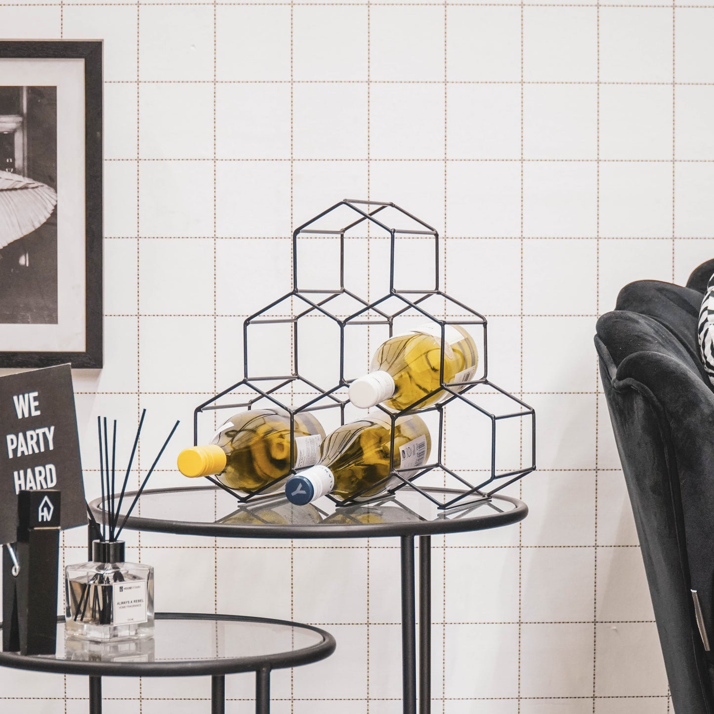 HV Wine Rack - Black Metal - 32x31x15cm