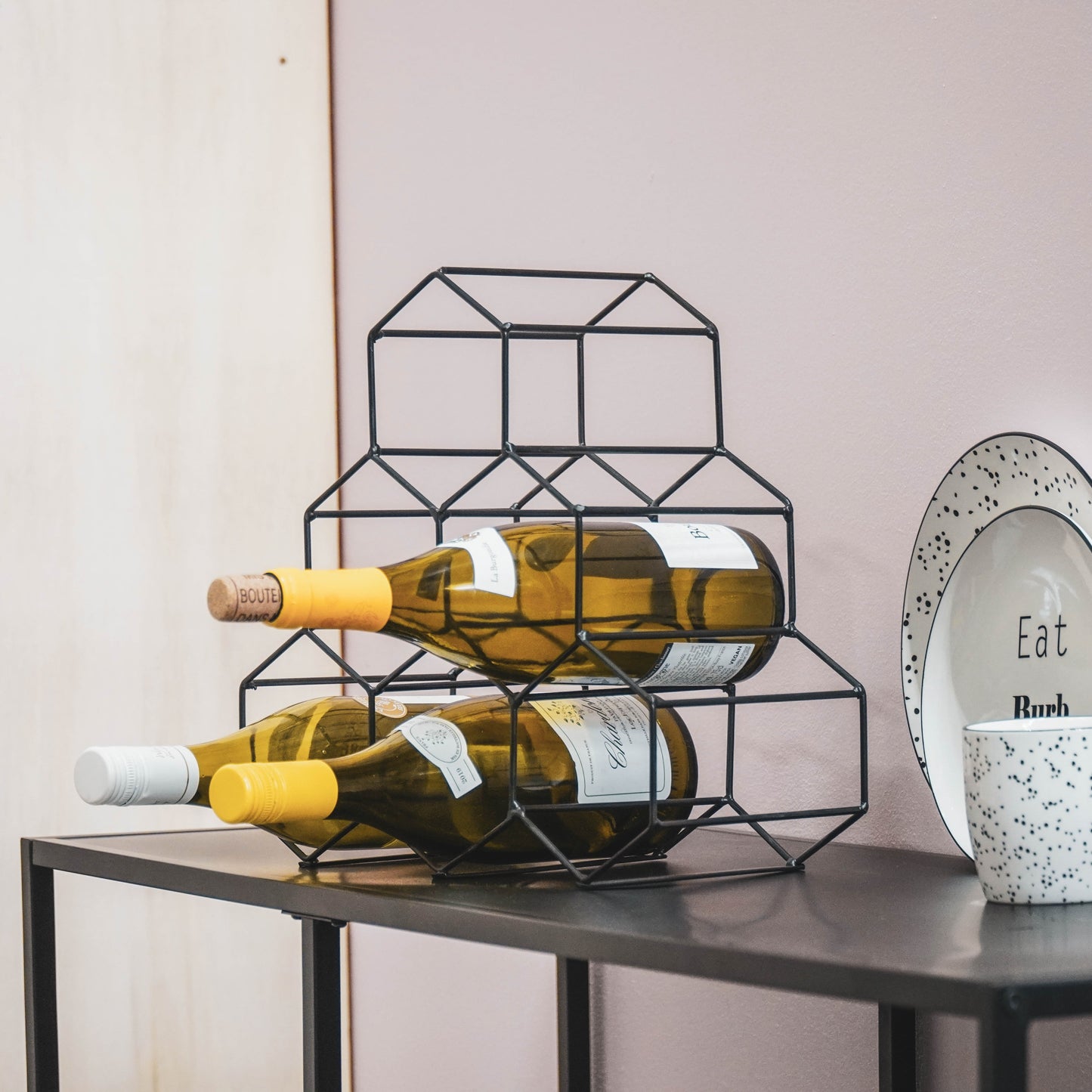 HV Wine Rack - Black Metal - 32x31x15cm