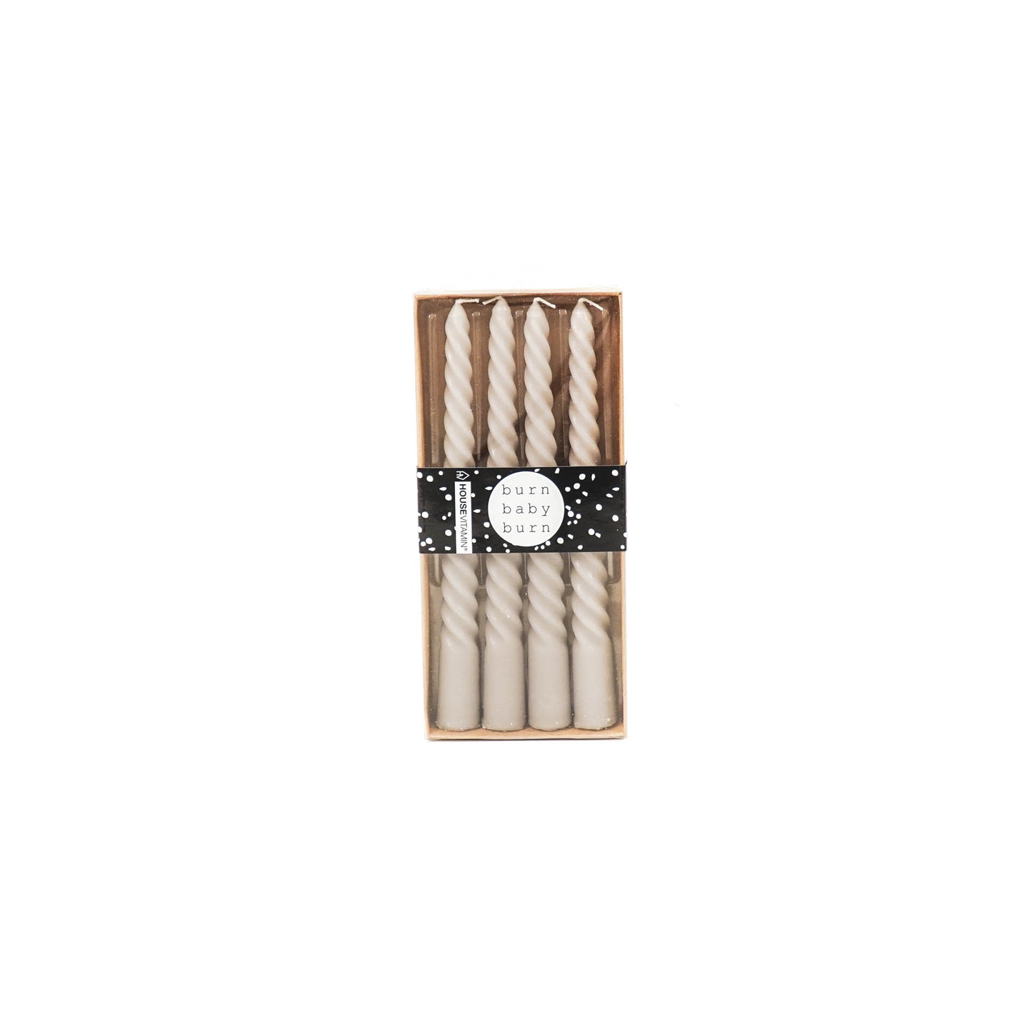 HV Twisted Candles 4 pcs - Grey - 2x20cm