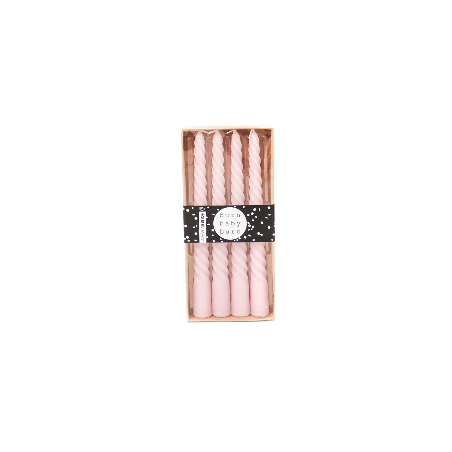 HV Twisted Candles 4 pcs - Pink - 2x20cm