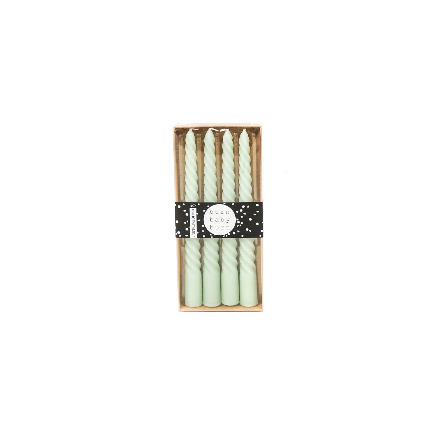 HV Twisted Candles 4 pcs - Light Green - 2x20cm