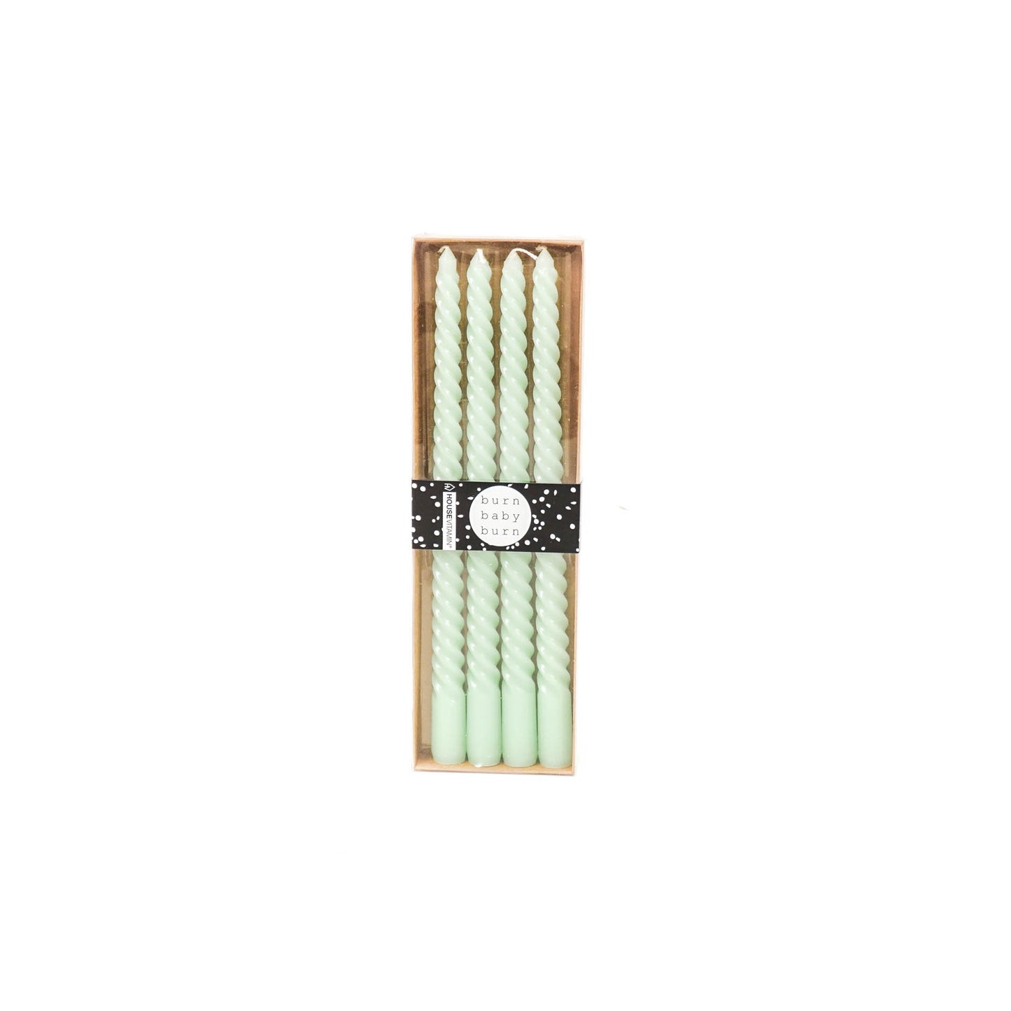 Housevitamin Twisted Candles - Set of 4 - Light Green - 2x30cm