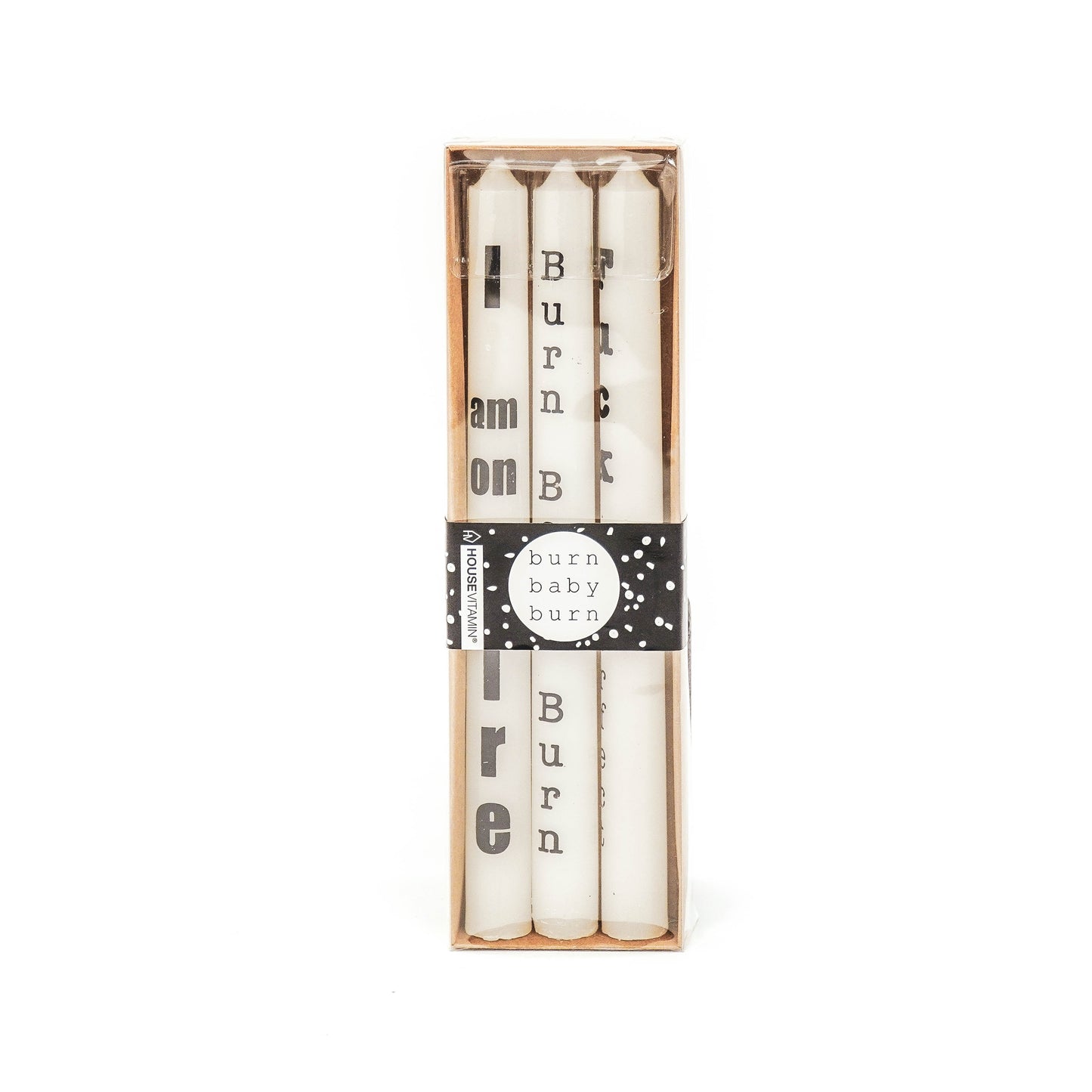 HV Dinner Candles - White with Text - 2x25cm