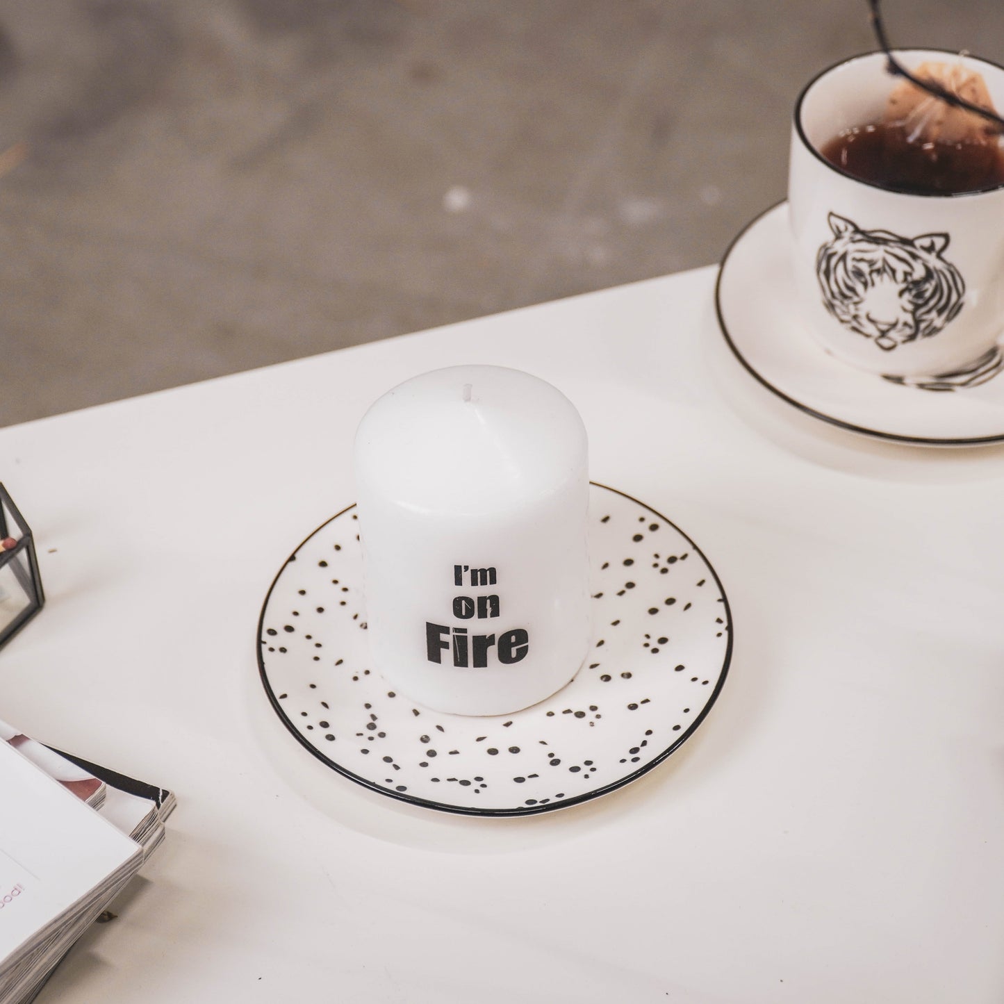 HV Candle White - I'm on Fire - 7x7x10cm