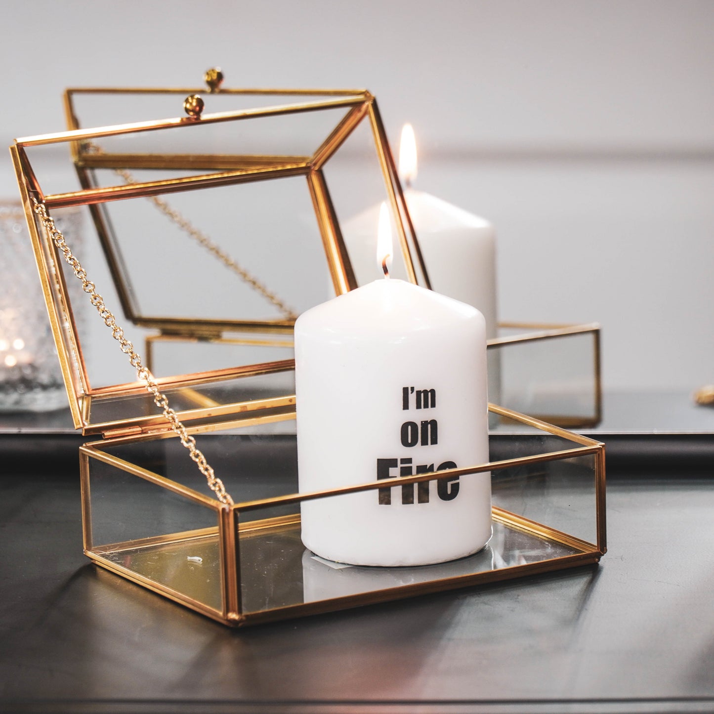HV Candle White - I'm on Fire - 7x7x10cm