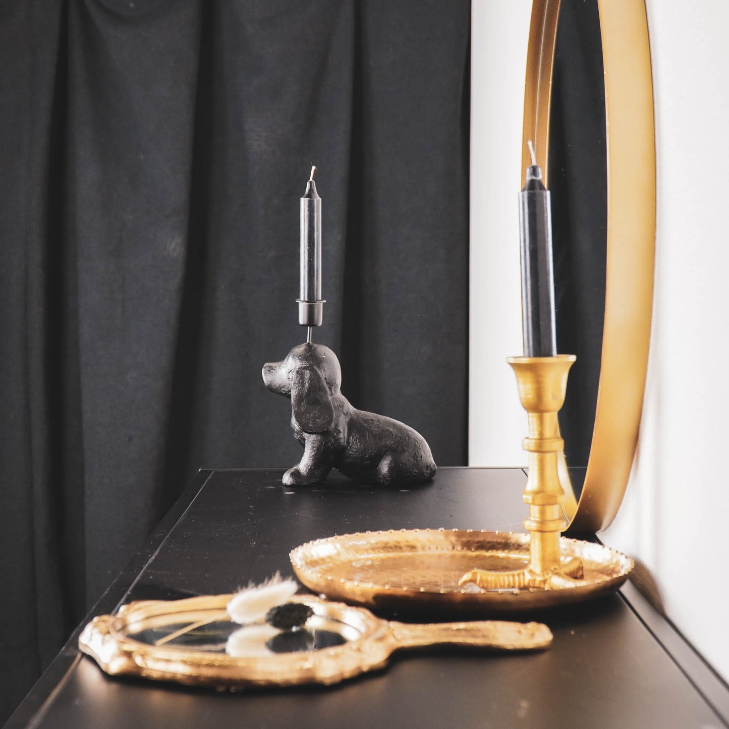 HV Candleholder - Dog Black- 18x10x19.5 cm
