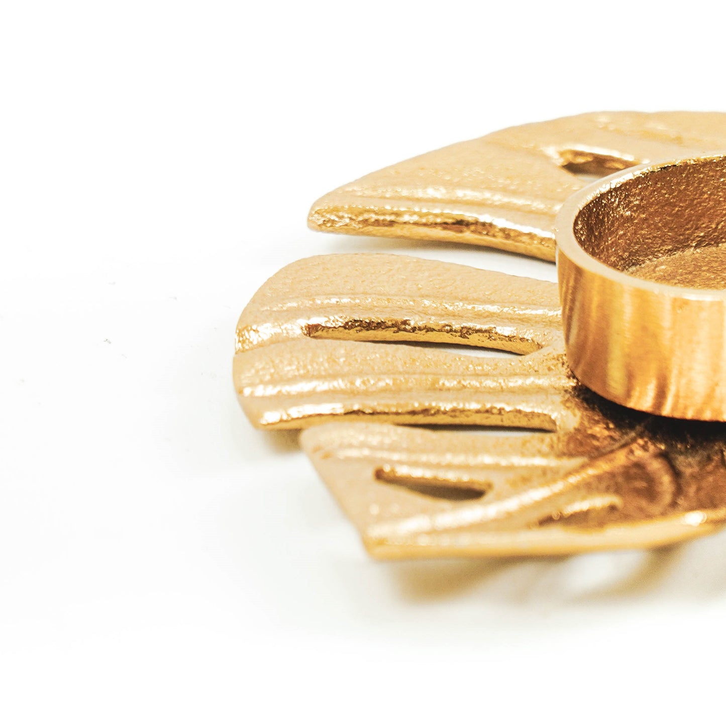 HV Candleholder Monstera- Gold-16x12x4