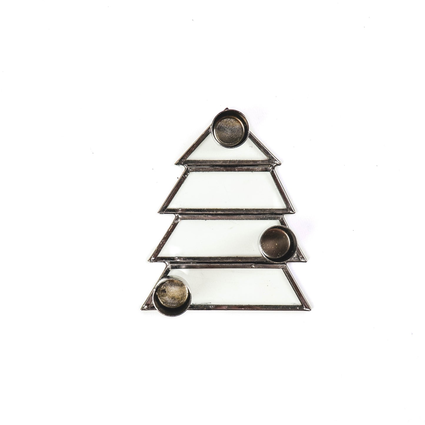 HV Xmas tree candleholder -Glass - 3cups - Black- 11x3x12 cm