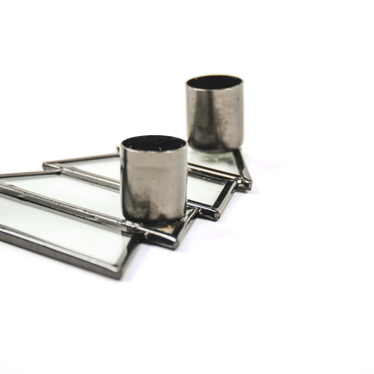 HV Xmas tree candleholder -Glass - 3cups - Black- 11x3x12 cm