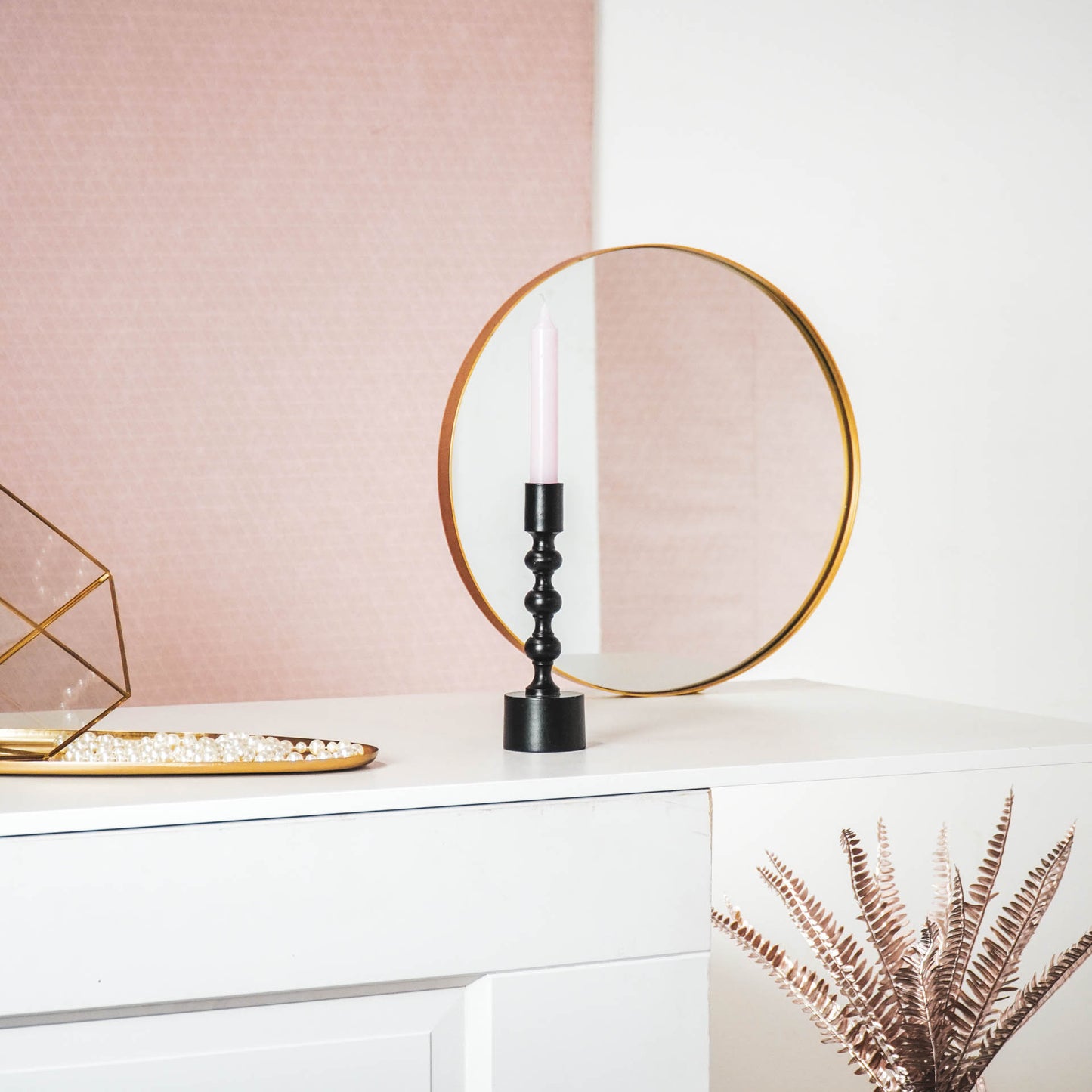 HV Bubbled Candleholder - Black - 6x6x20cm