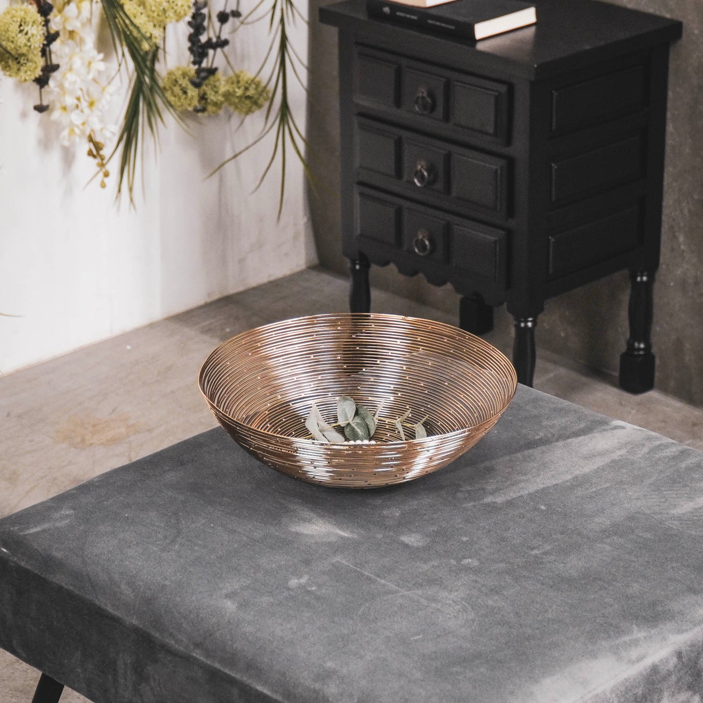 HV Wired Steel Bowl - Gold - 34x34x10cm