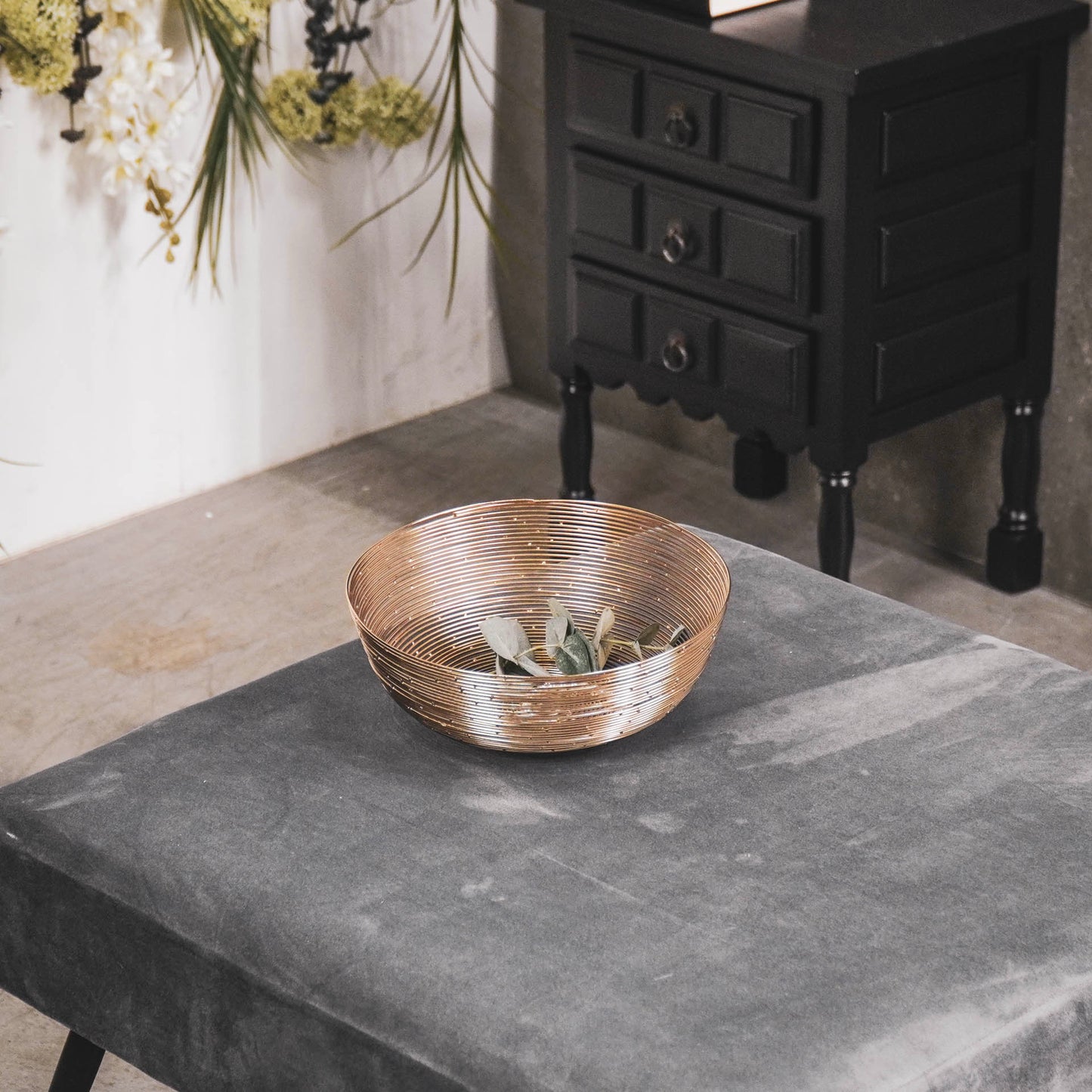 HV Wired Steel Bowl - Gold - 26x26x10cm