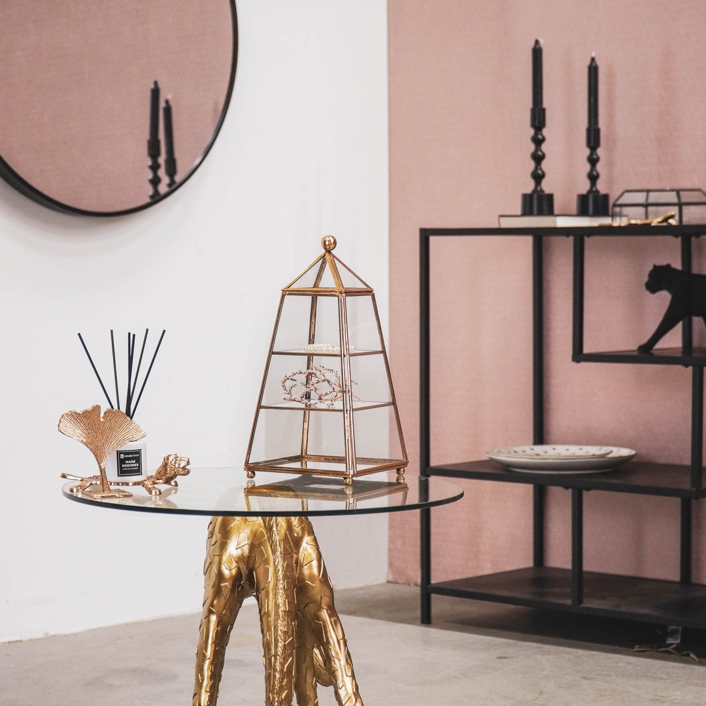 HV Styling Tower-Messing/Glass-Gold- 15x15x31cm