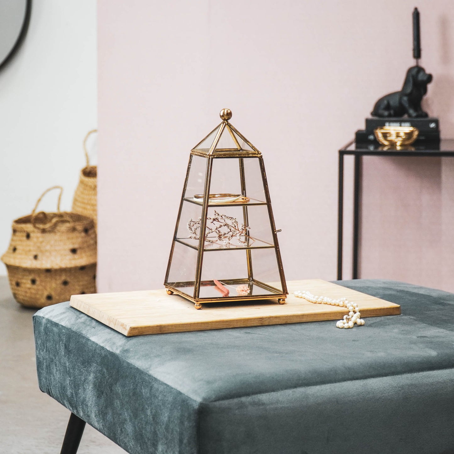 HV Styling Tower-Messing/Glass-Gold- 15x15x31cm