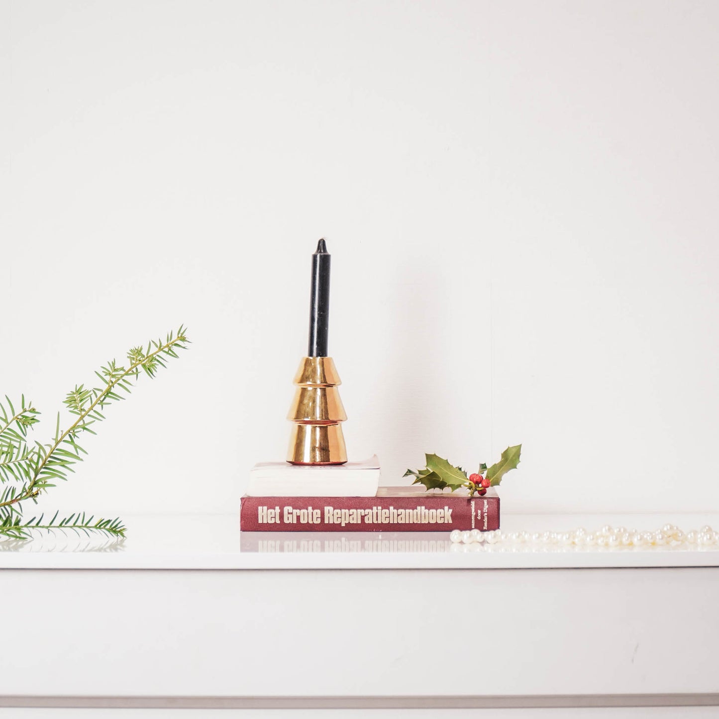 HV Golden Xmas Tree Candleholder - 7x12cm