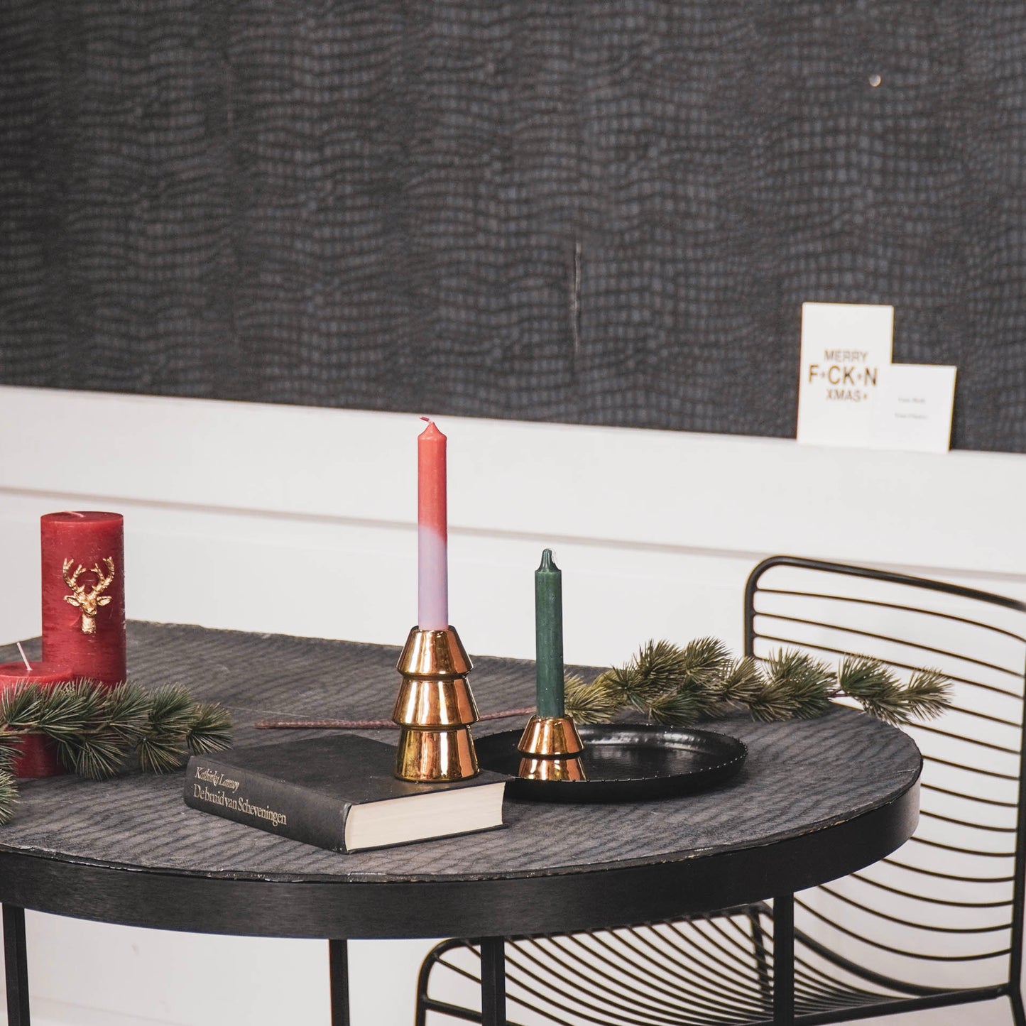HV Golden Xmas Tree Candleholder - 7x12cm