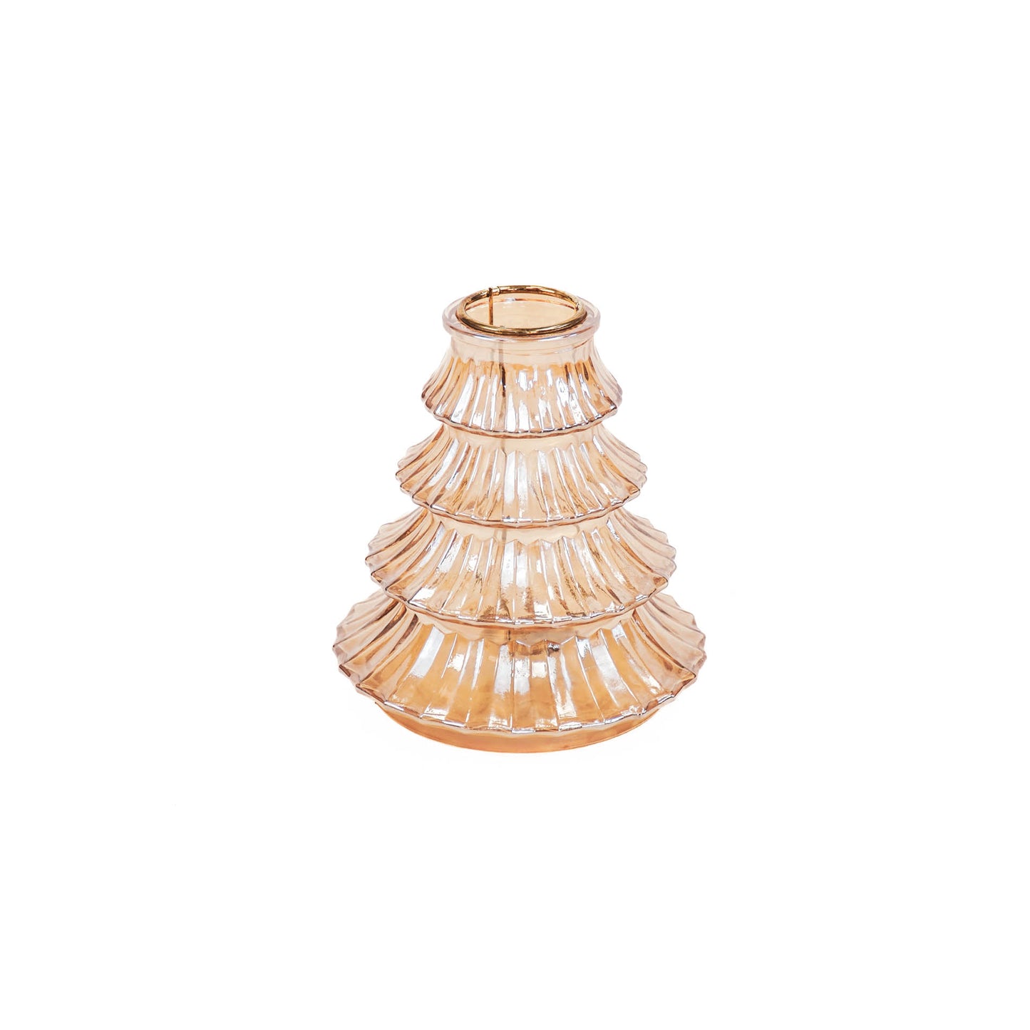 HV Xmas tree candleholder - Amber Glass - 16x17cm