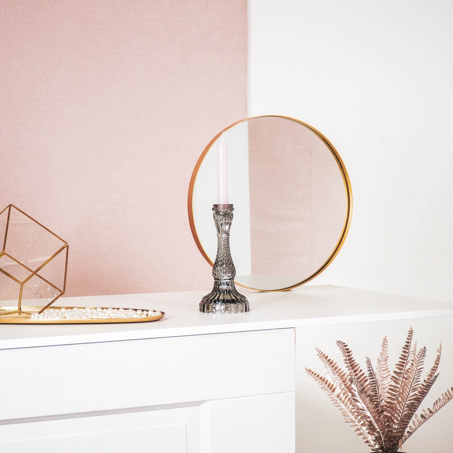 HV Glass Candleholder - Smokey - 10x21cm