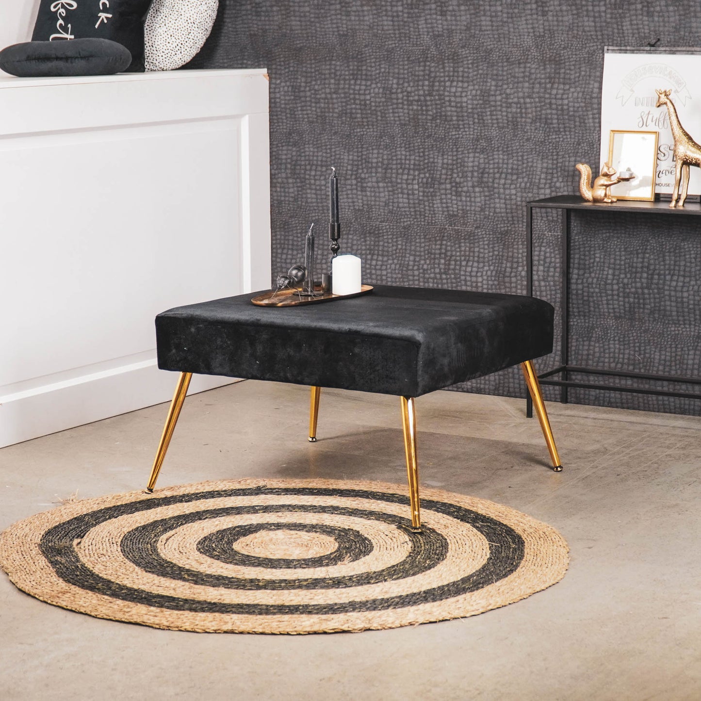 HV Hocker Pouf - Black - 70x70x44cm