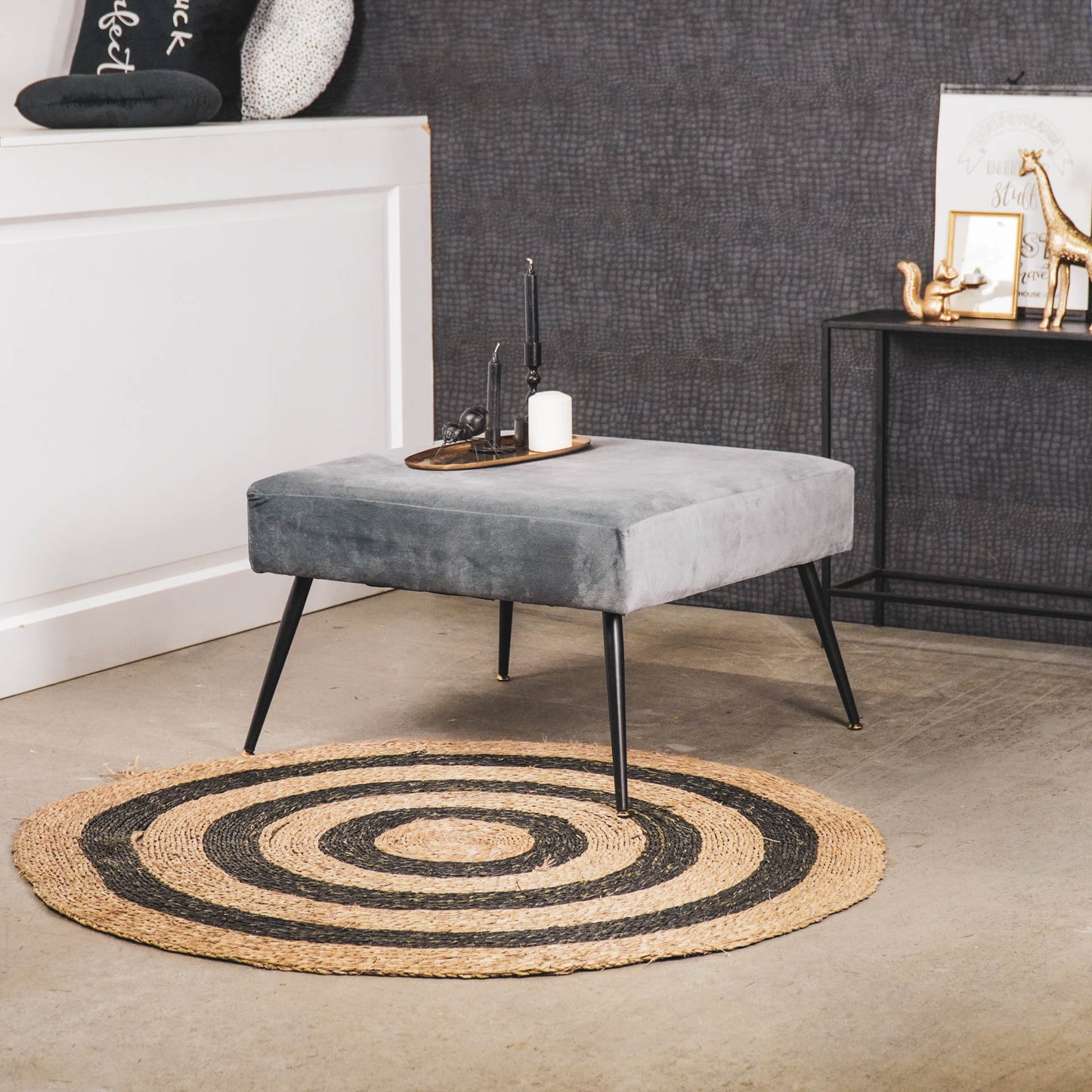 HV Hocker Pouf - Grey - 70x70x44 cm