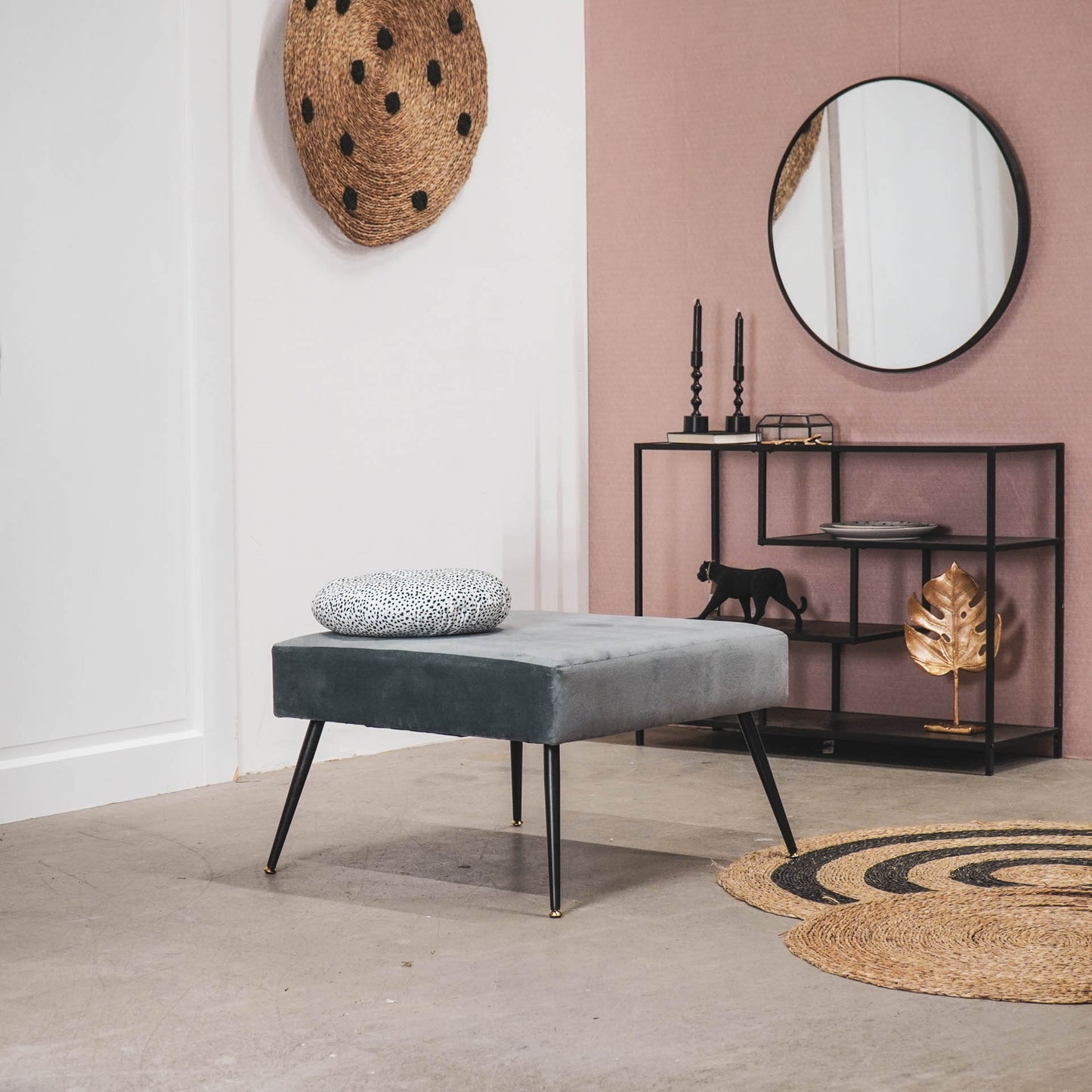 HV Hocker Pouf - Grey - 70x70x44 cm
