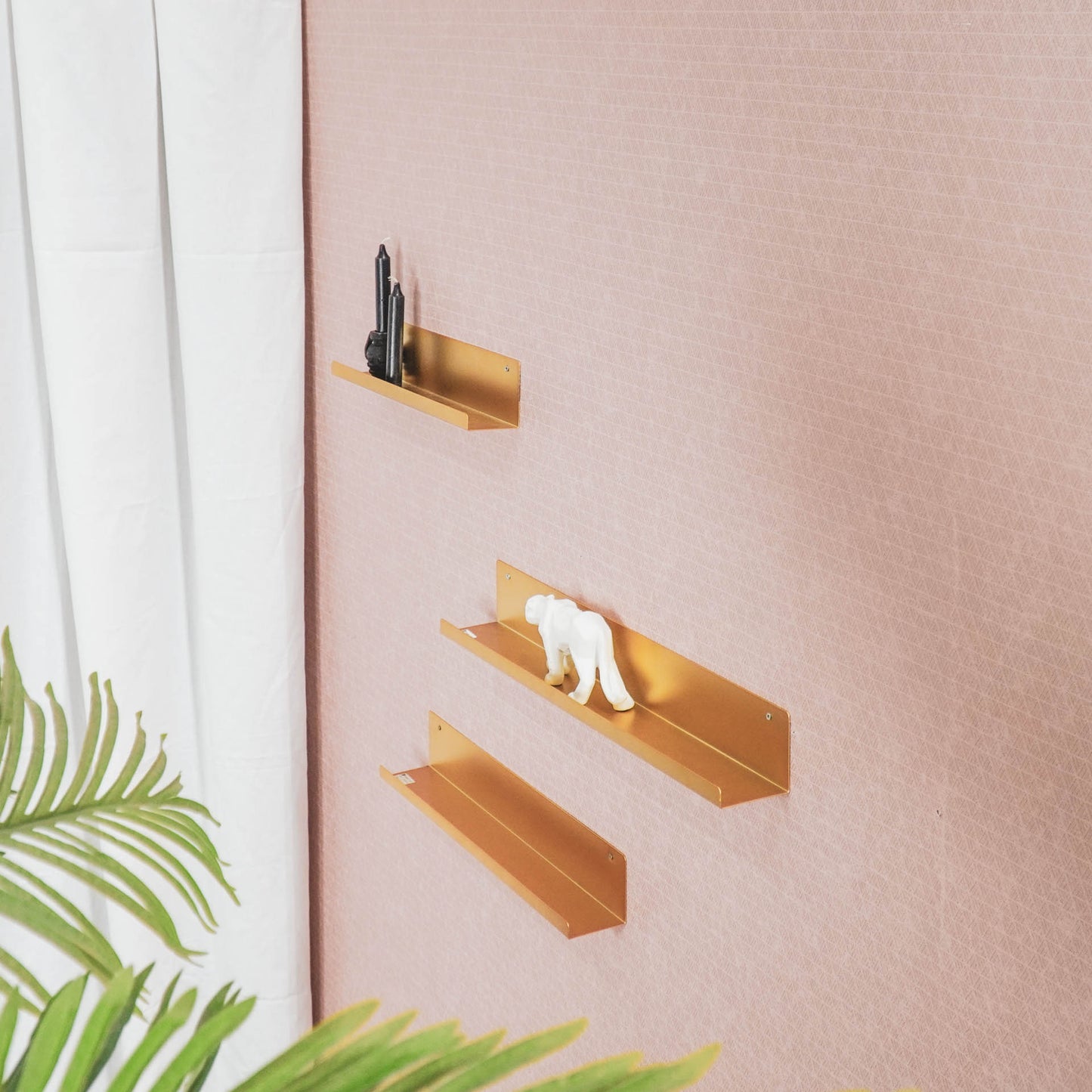 HV Set of 3 Metal Wall Shelfs - Gold